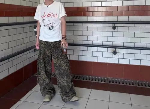 Jean Vintage Leopard Pattern Paratrooper Pleated Cargo Pants Size US 32 / EU 48 - 2 Thumbnail