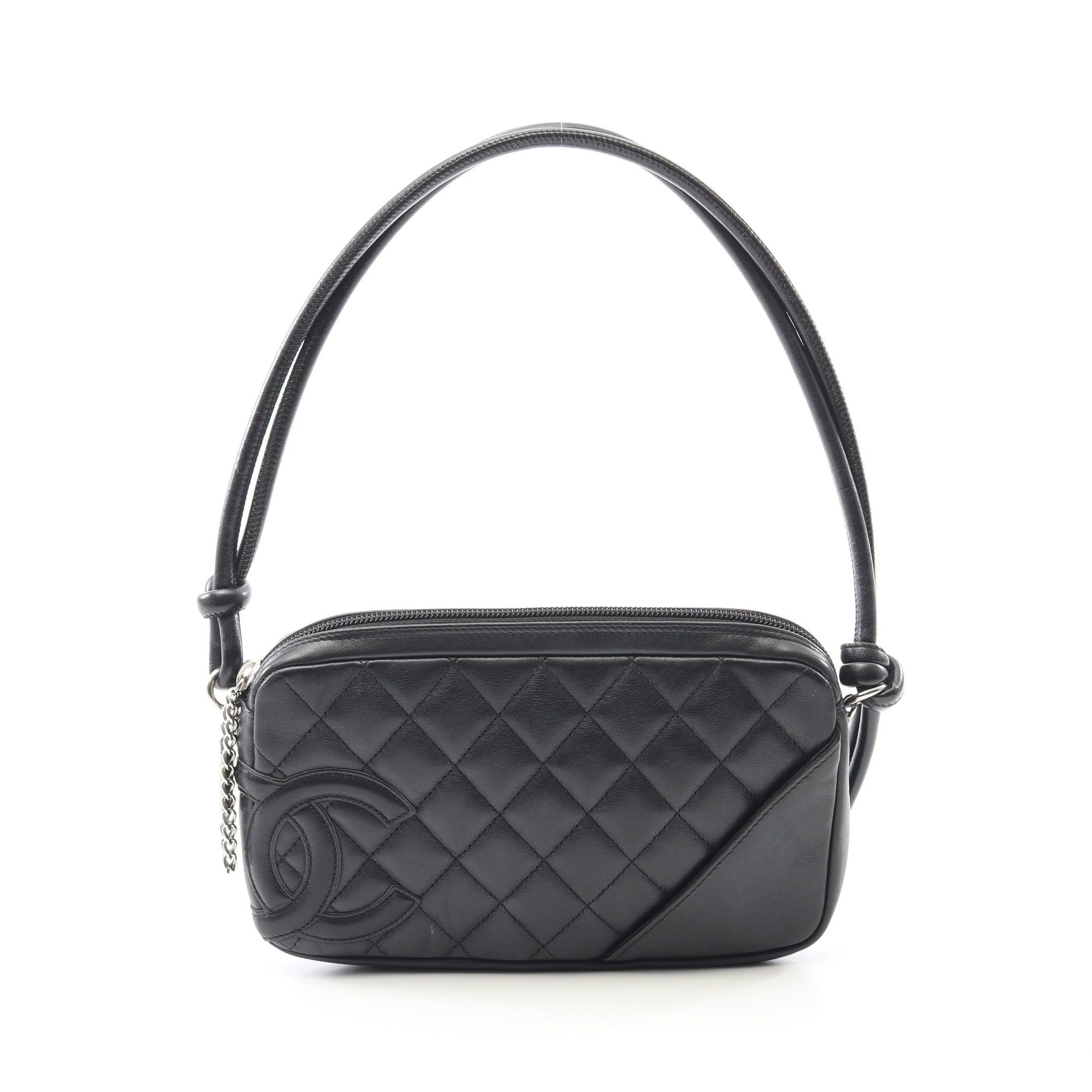 Chanel Chanel Cambon Line Accessory Pouch Handbag Leather Black Silver Hardware Size ONE SIZE - 1 Thumbnail