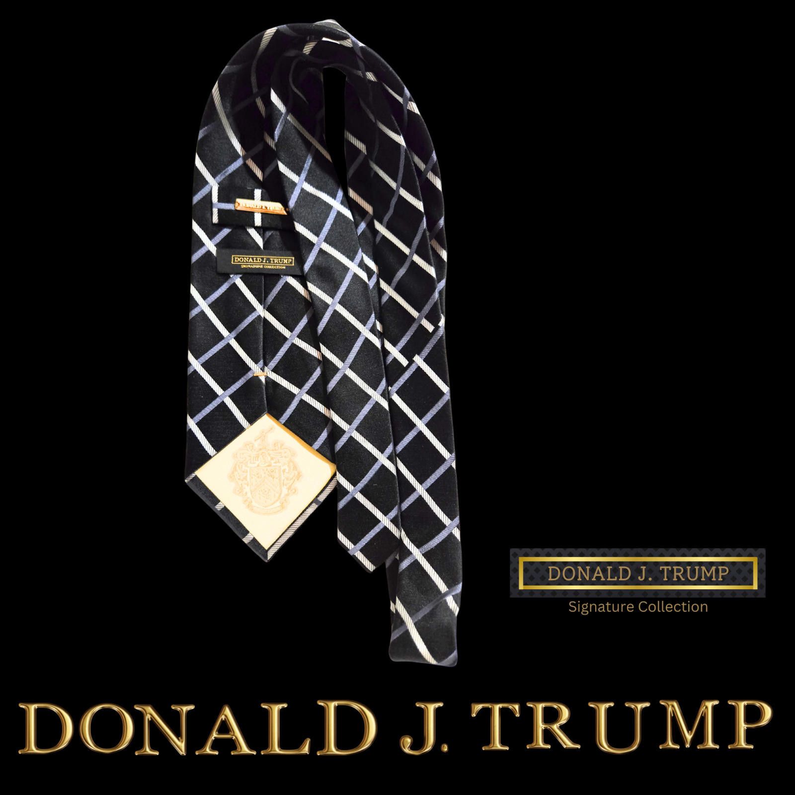 Designer NEW Donald Trump Necktie Black Silver Diamond Tie Gift Box Size ONE SIZE - 2 Thumbnail