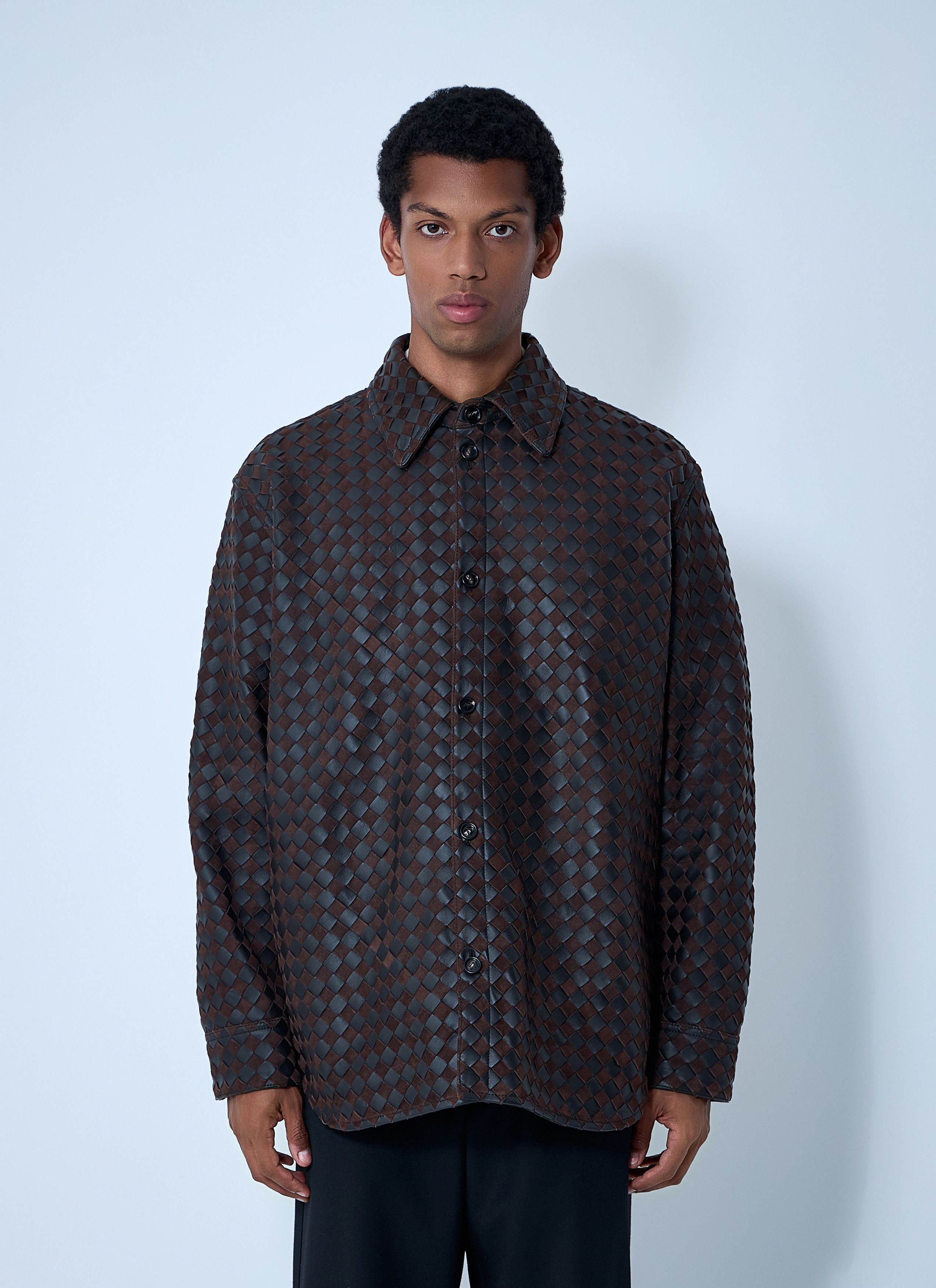 Bottega Veneta Intrecciato Leather And Suede Shirt Size US L / EU 52-54 / 3 - 1 Thumbnail