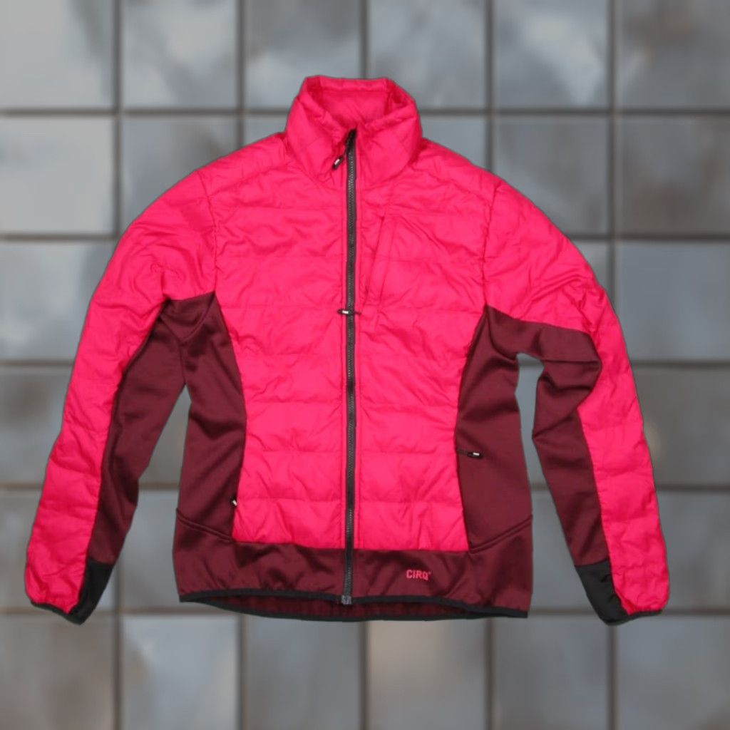 Vintage Cirq Womens Red Quilted Puffer Jacket Full Zip Down Gooses Down Insulated Lightweight Nylon Shell Size L / US 10 / IT 46 - 1 Thumbnail