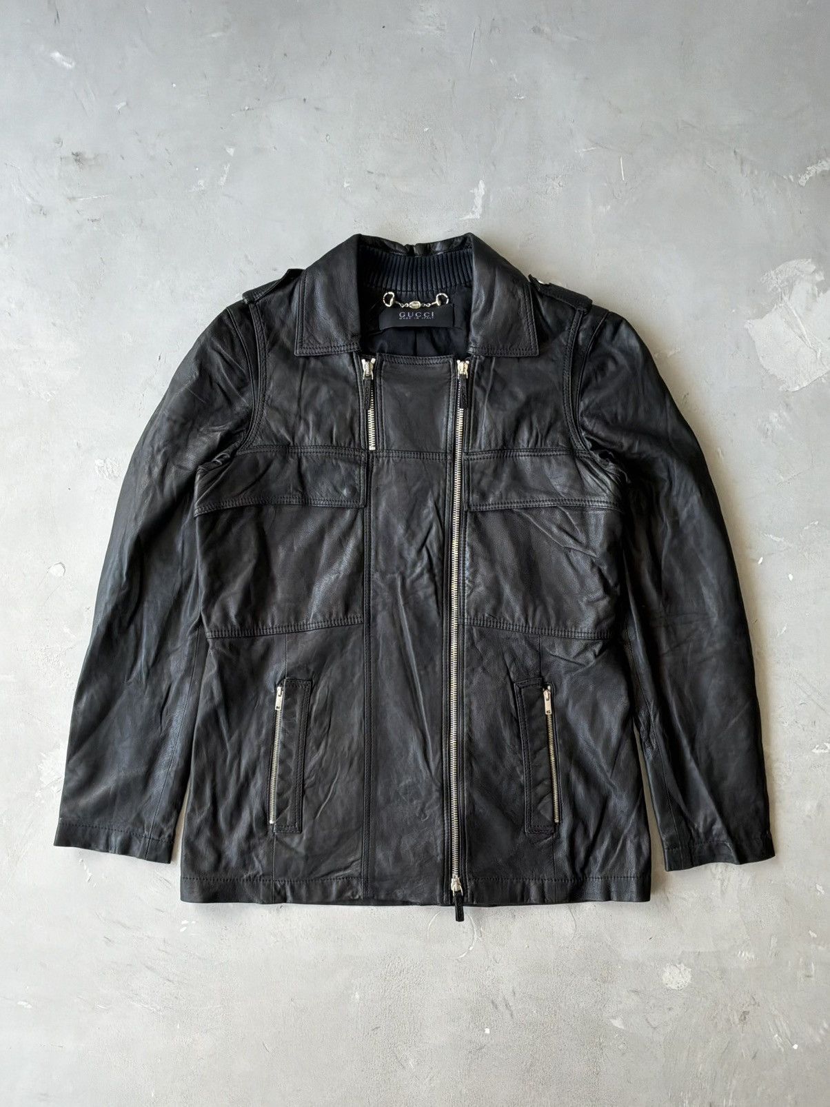 Gucci Gucci - Fridda Era Double Zip Leather Jacket Size M / US 6-8 / IT 42-44 - 1 Thumbnail