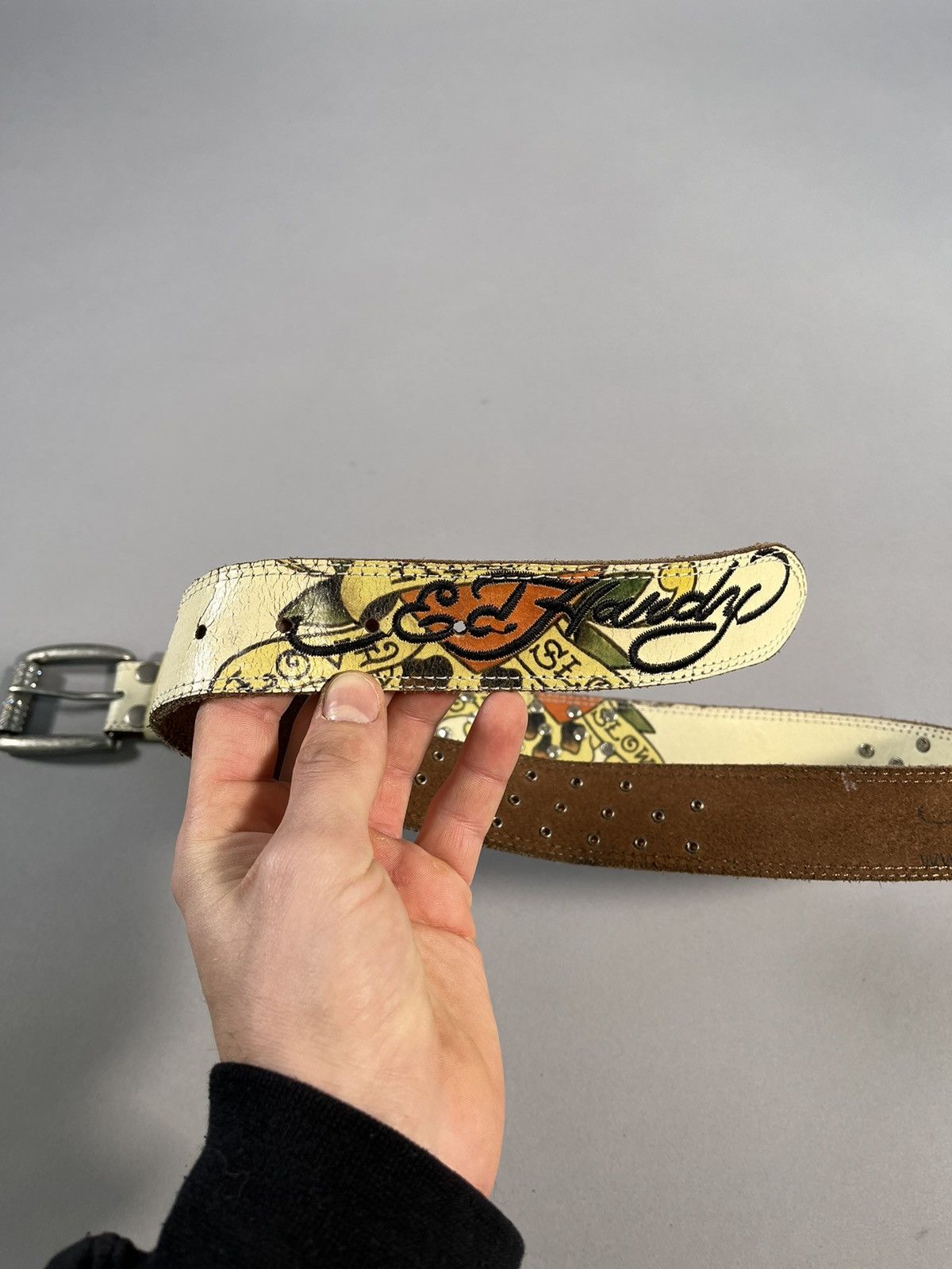 Ed Hardy Ed Hardy Love Slowly Skull Studded Gem Belt Size 30 - 2 Thumbnail