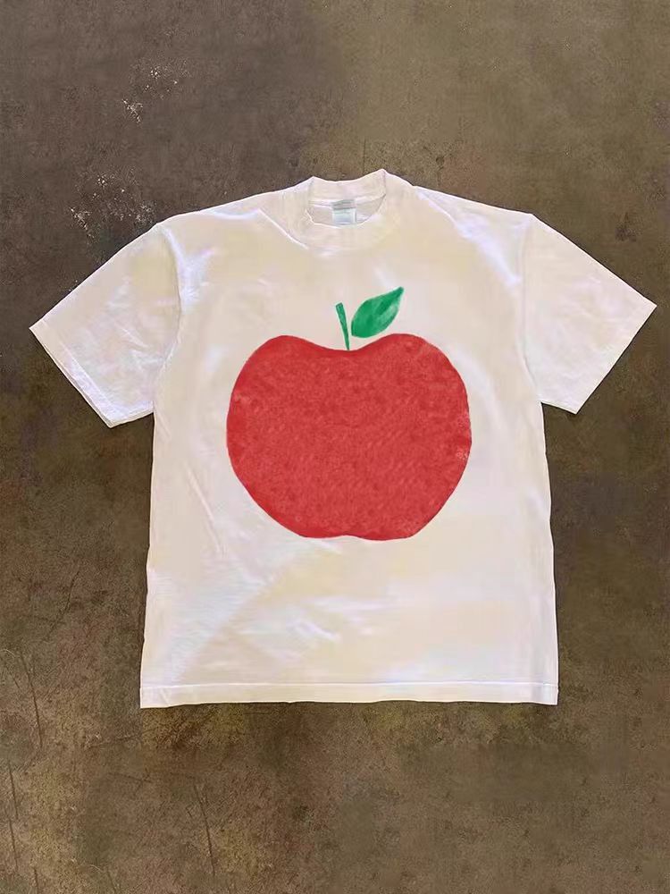 Vintage Apple pattern casual loose cotton t-shirt Size US M / EU 48-50 / 2 - 1 Thumbnail