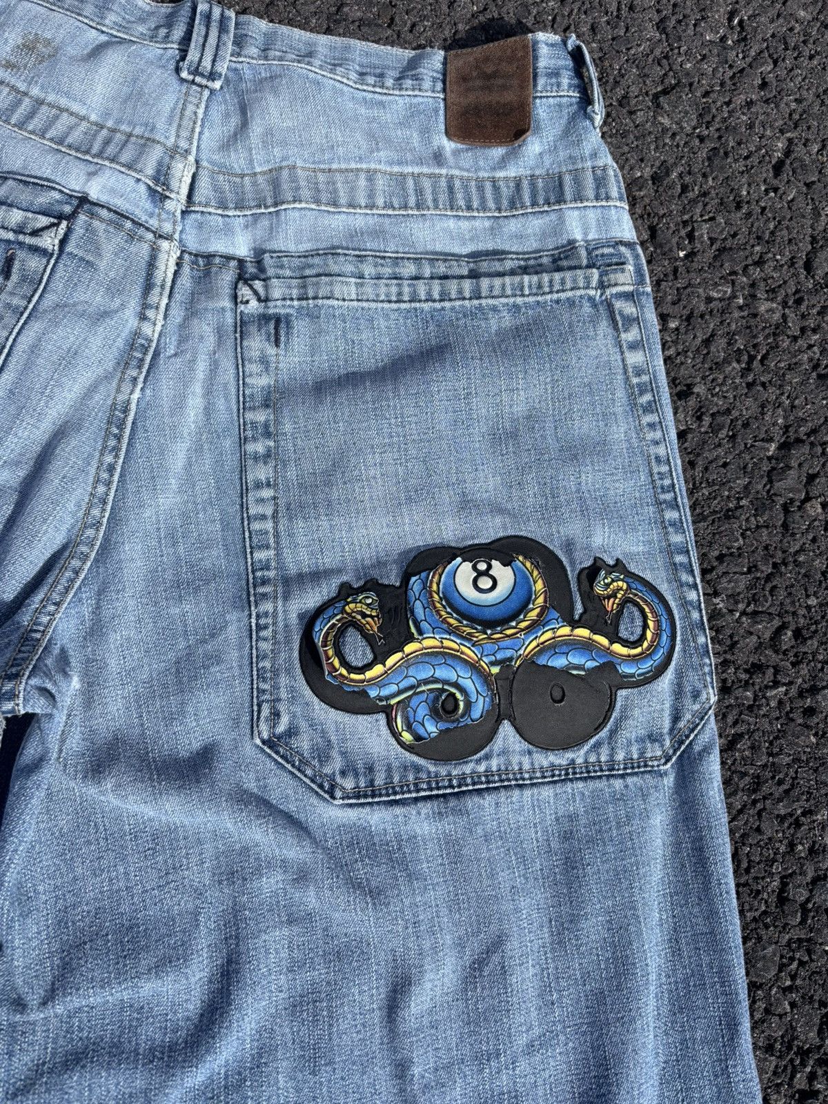 JNCO VTG 90s Y2K Jnco 8Ball Snake Baggy Denim Shorts Big Pocket Size US 34 / EU 50 - 2 Thumbnail