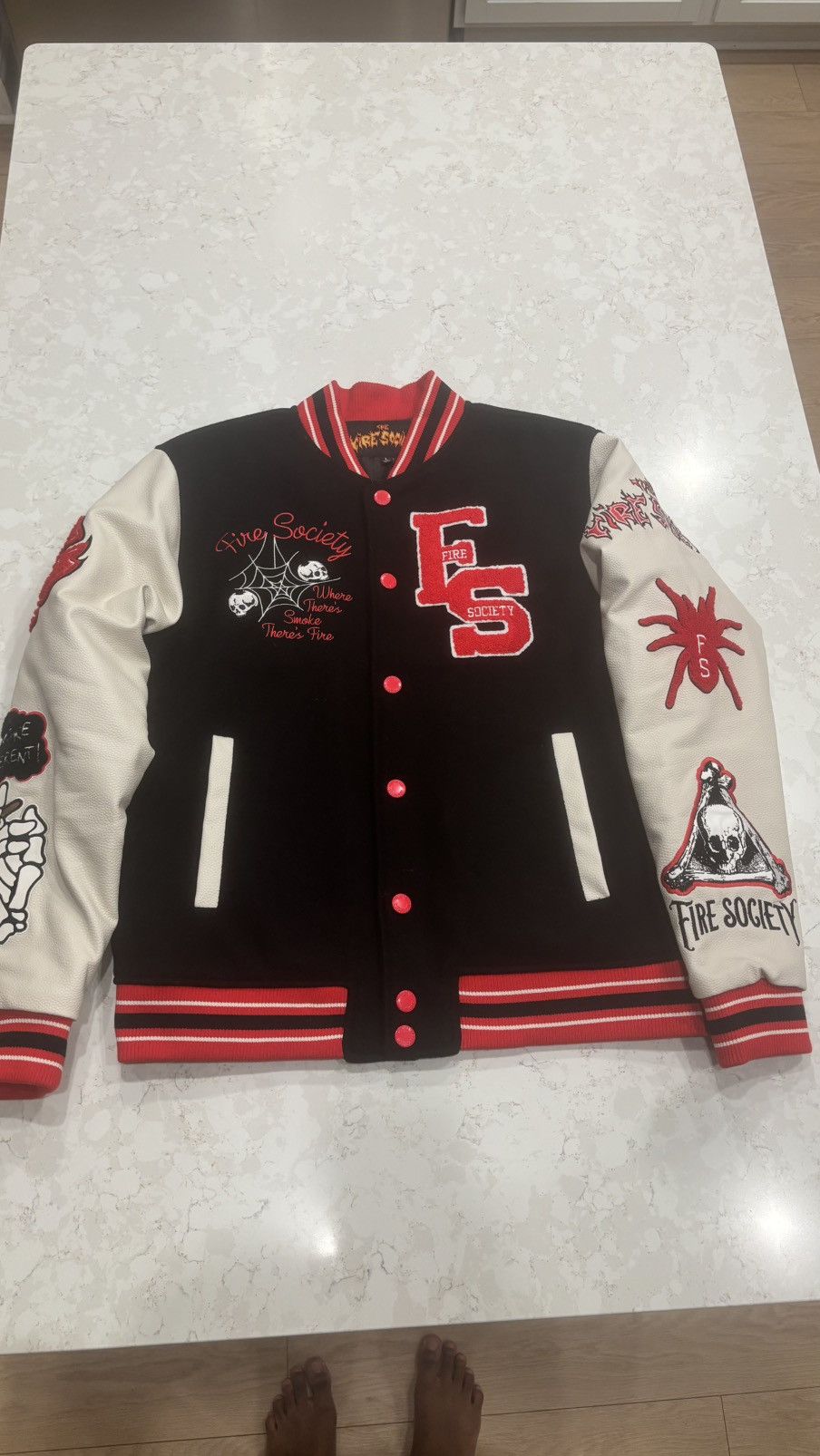 Other Fire Society Varsity Jacket (Black/Red) – Size L Size US L / EU 52-54 / 3 - 1 Thumbnail