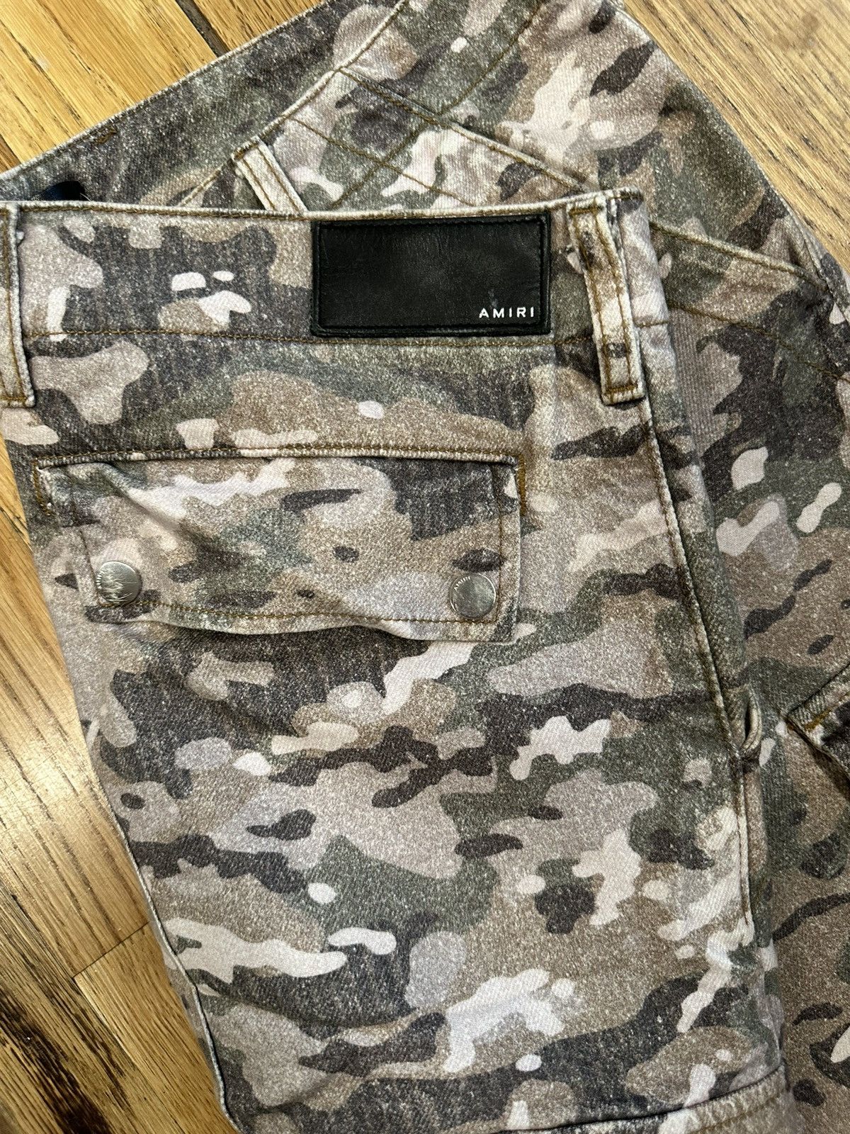 Amiri Kick Flare Green Camo Cargo Pants Size 34