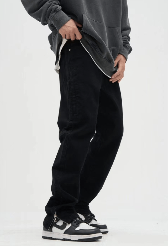 Japanese Brand × Jean American high street zippered straight leg slit casual jeans Size US 32 / EU 48 - 2 Thumbnail