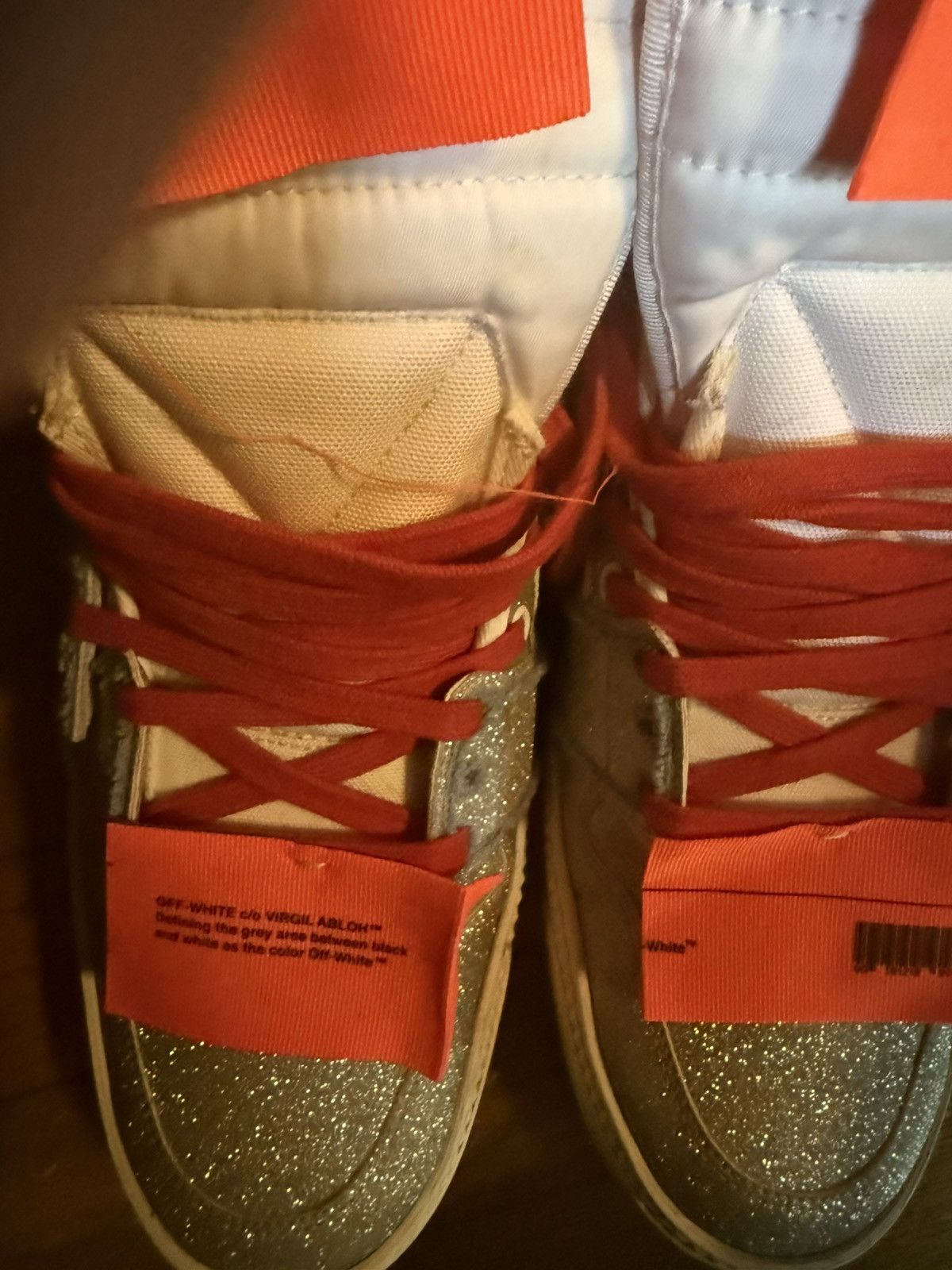 Off-White Off white hi top glitter sneakers Size US 12 / EU 45 - 9 Thumbnail