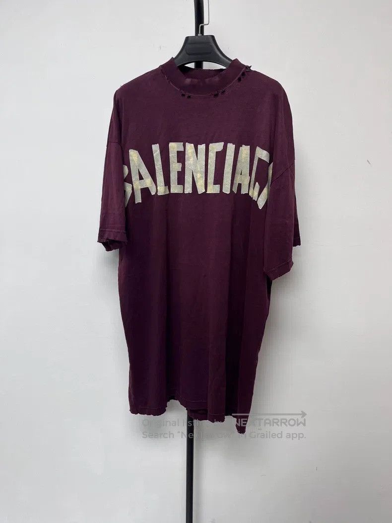 Balenciaga Balenciaga Tape Letter Round Neck Pullover Fitted Short Sl Size US S / EU 44-46 / 1 - 1 Thumbnail