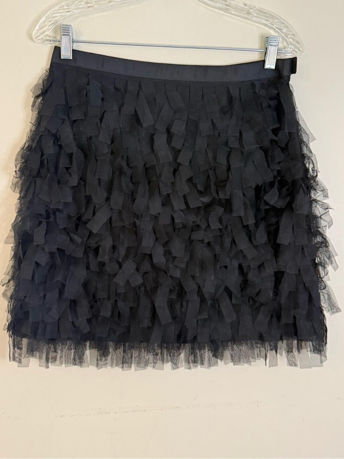 Other Loft black feathery mesh mini skirt side zipper SZ 2 Size 26" / US 2 / IT 38 - 3 Thumbnail