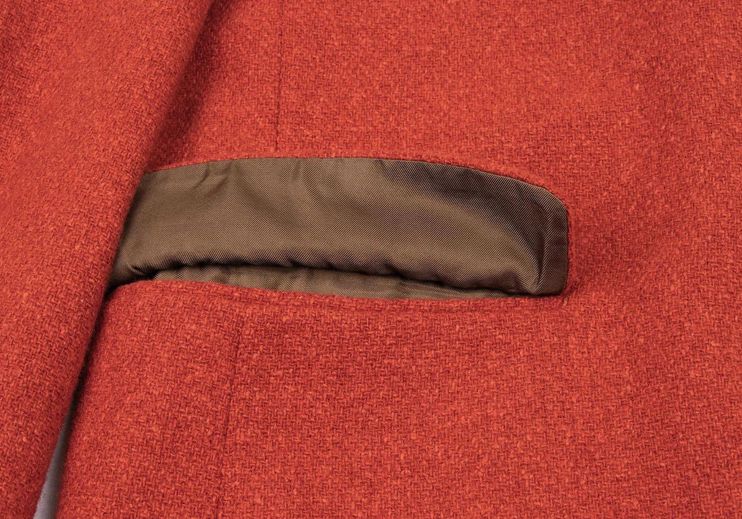 Issey Miyake Wool Band Collar Flap Pocket Jacket in Orange, Size M Size US M / EU 48-50 / 2 - 10 Thumbnail
