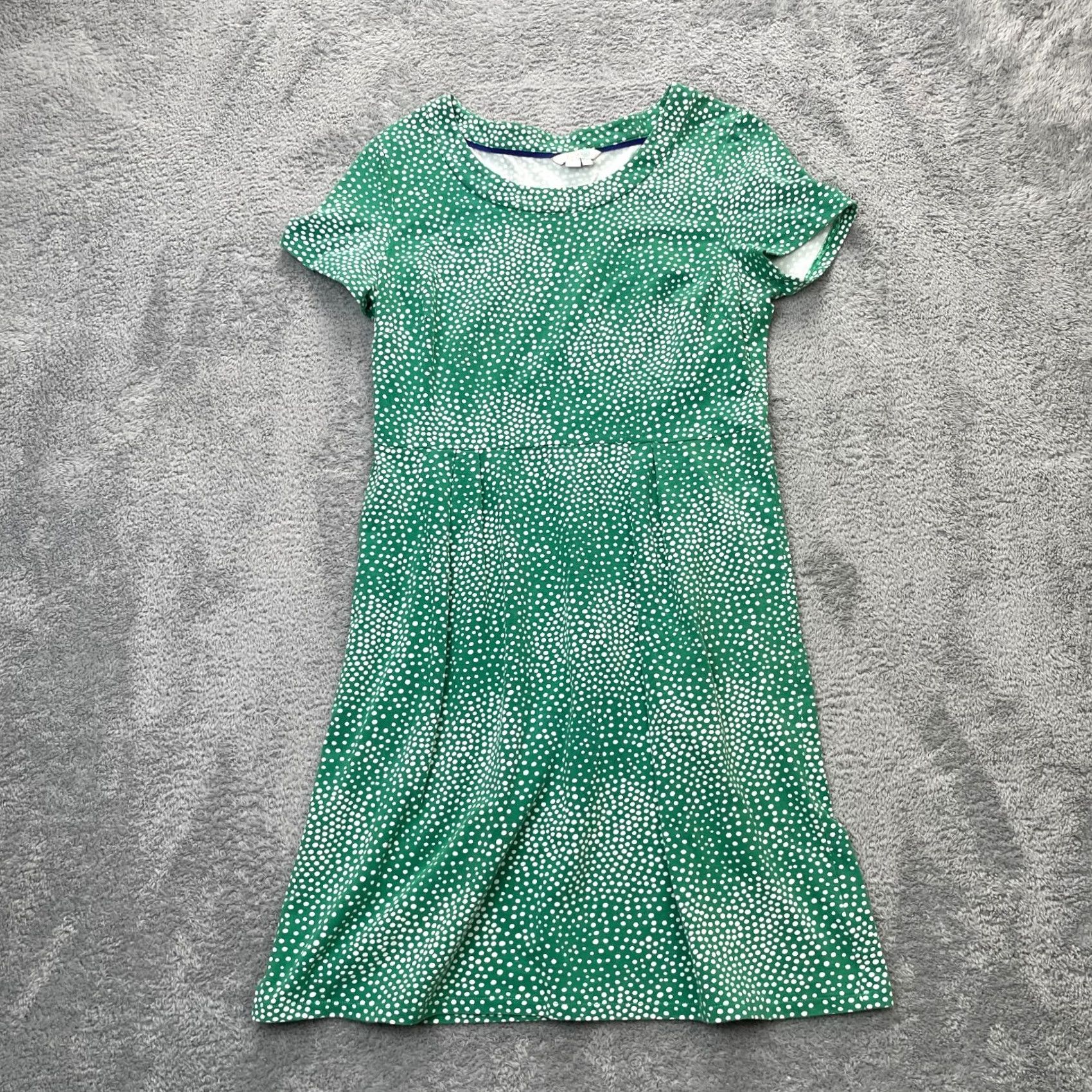 Boden Boden Dress Womens 10 Green Amelie Polka Dot Cotton Pleated Stretch Classic Polka Dot Shirt Dress Sleeves Short Green Womens 10 Casual Party/Cocktail Size L / US 10 / IT 46 - 2 Thumbnail
