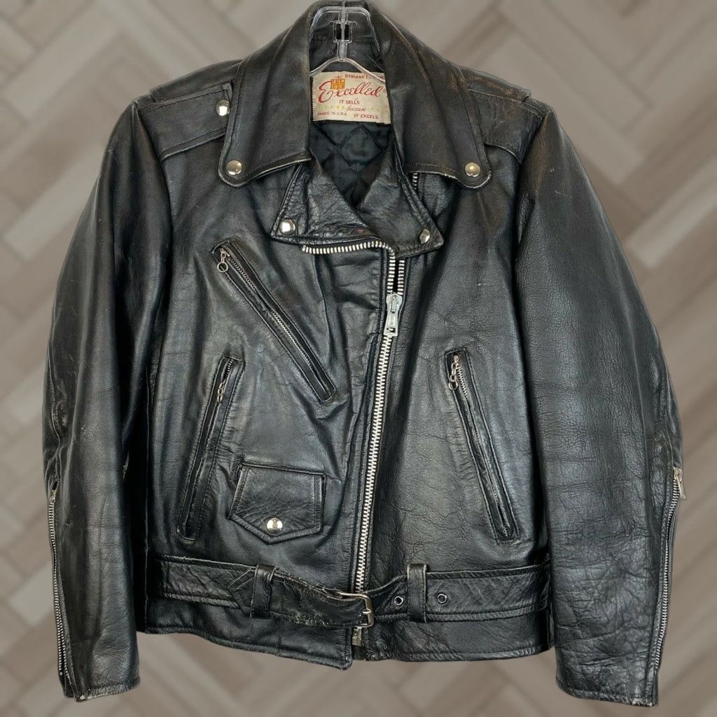Vintage VINTAGE Excelled Leather Jacket Womens 4 Black 80s Grunge Moto 1980s Casual Jacket Women Size S / US 4 / IT 40 - 1 Thumbnail