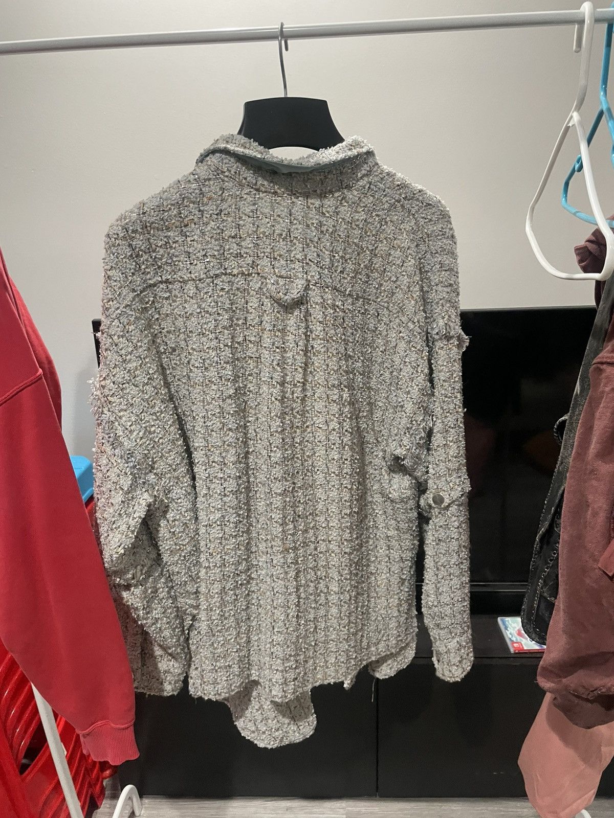Faith Connexion Oversized Tweed Blue Jacket/Shirt Size US XS / EU 42 / 0 - 3 Thumbnail