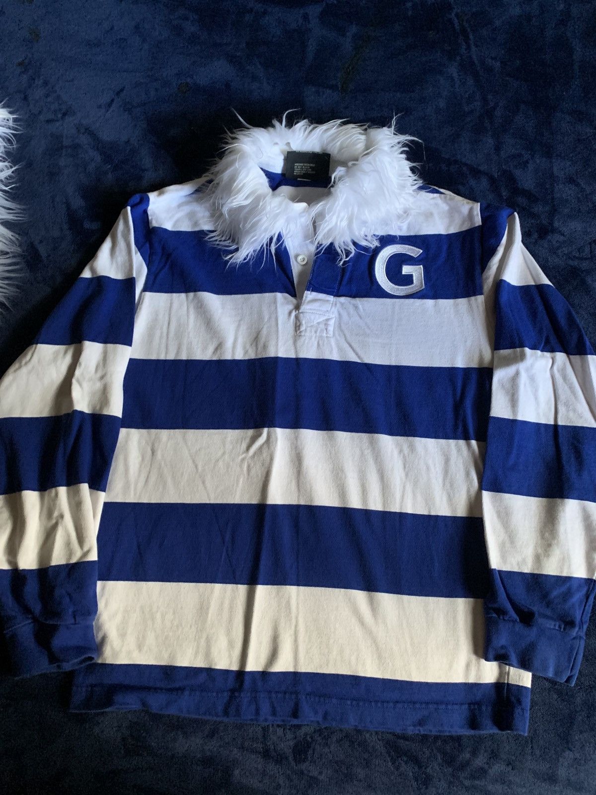 Other Blue White Striped Sweater Vintage Fur Fashion Swag 2000s Size US L / EU 52-54 / 3 - 4 Thumbnail