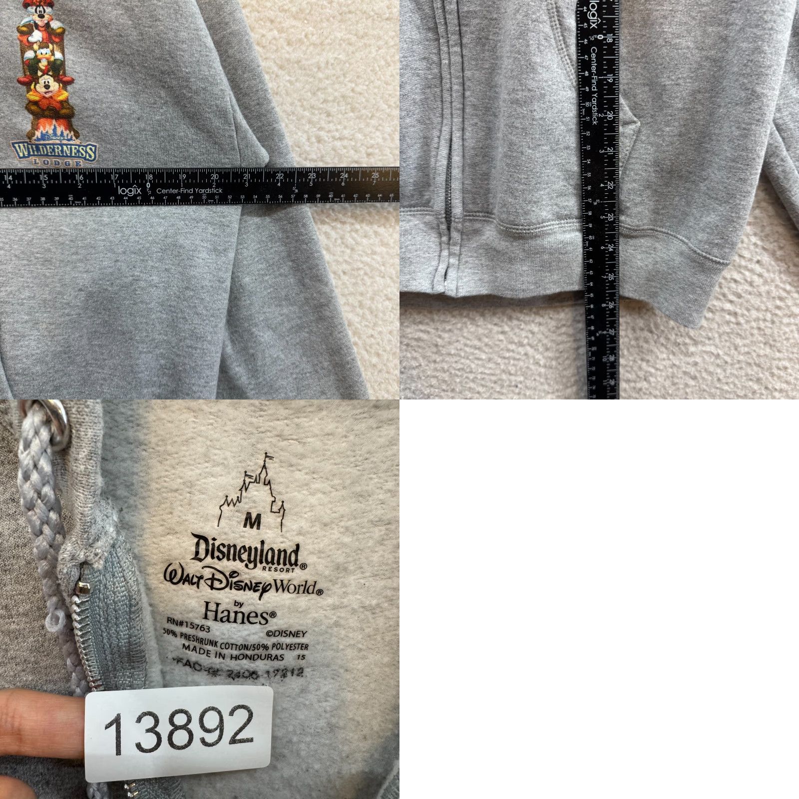 Disney VINTAGE Disney Hoodie Sweatshirt Medium Wilderness Lodge Mickey Goofy Donald Womens Hooded Full Zip Regular Gray Size M / US 6-8 / IT 42-44 - 8 Thumbnail