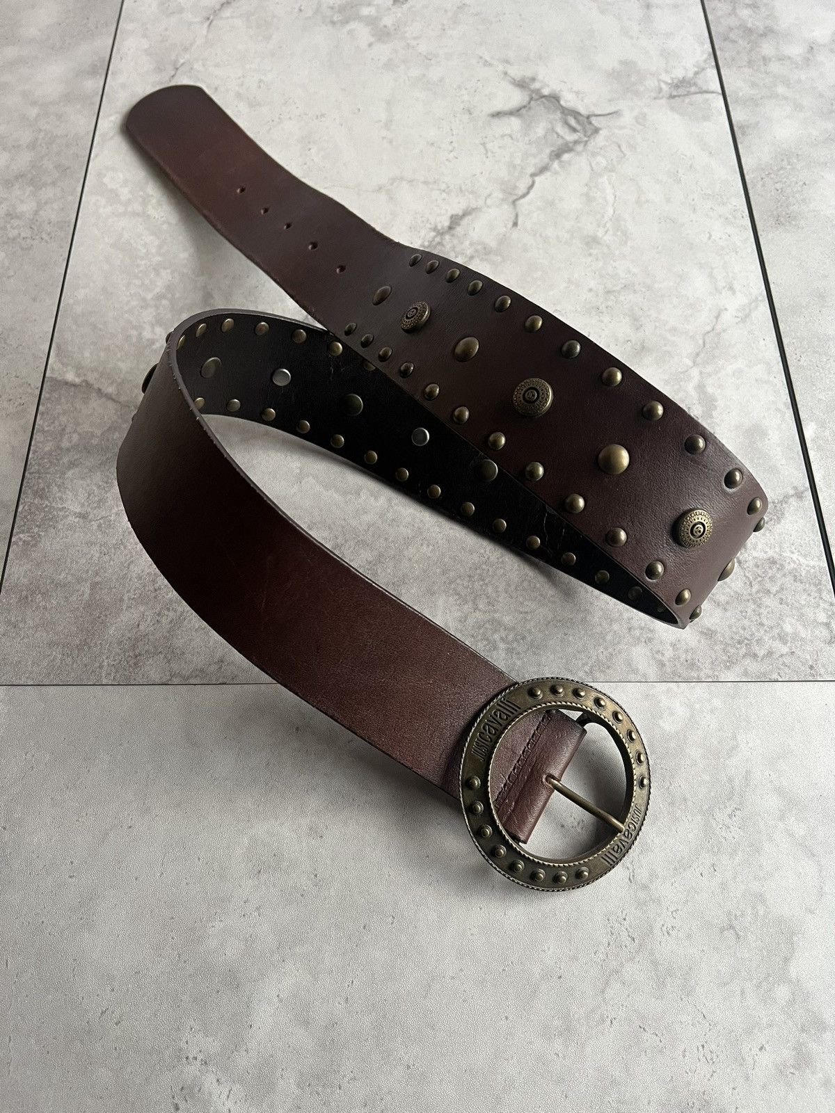 Roberto Cavalli Roberto Cavalli Large Studded Leather Waist Belt Size ONE SIZE - 1 Thumbnail