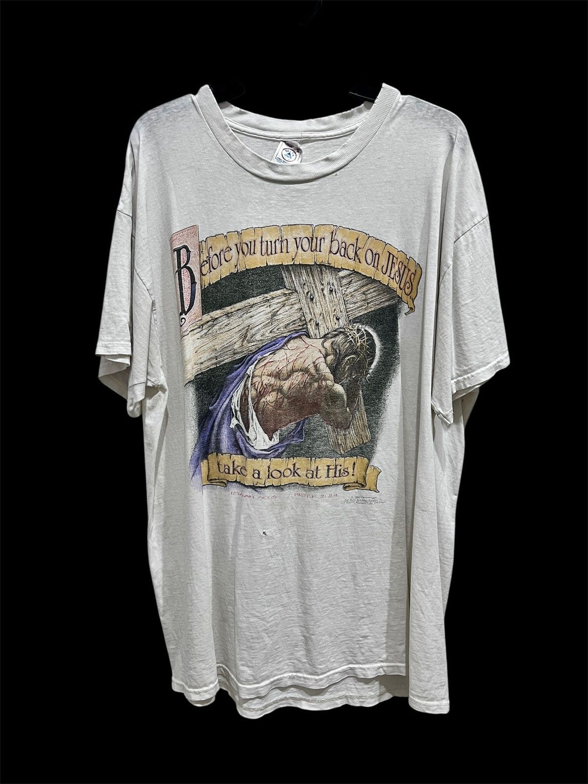 Vintage Vintage 90s Before You Turn Your Back On Jesus Tee XL Faded Size US XL / EU 56 / 4 - 1 Thumbnail