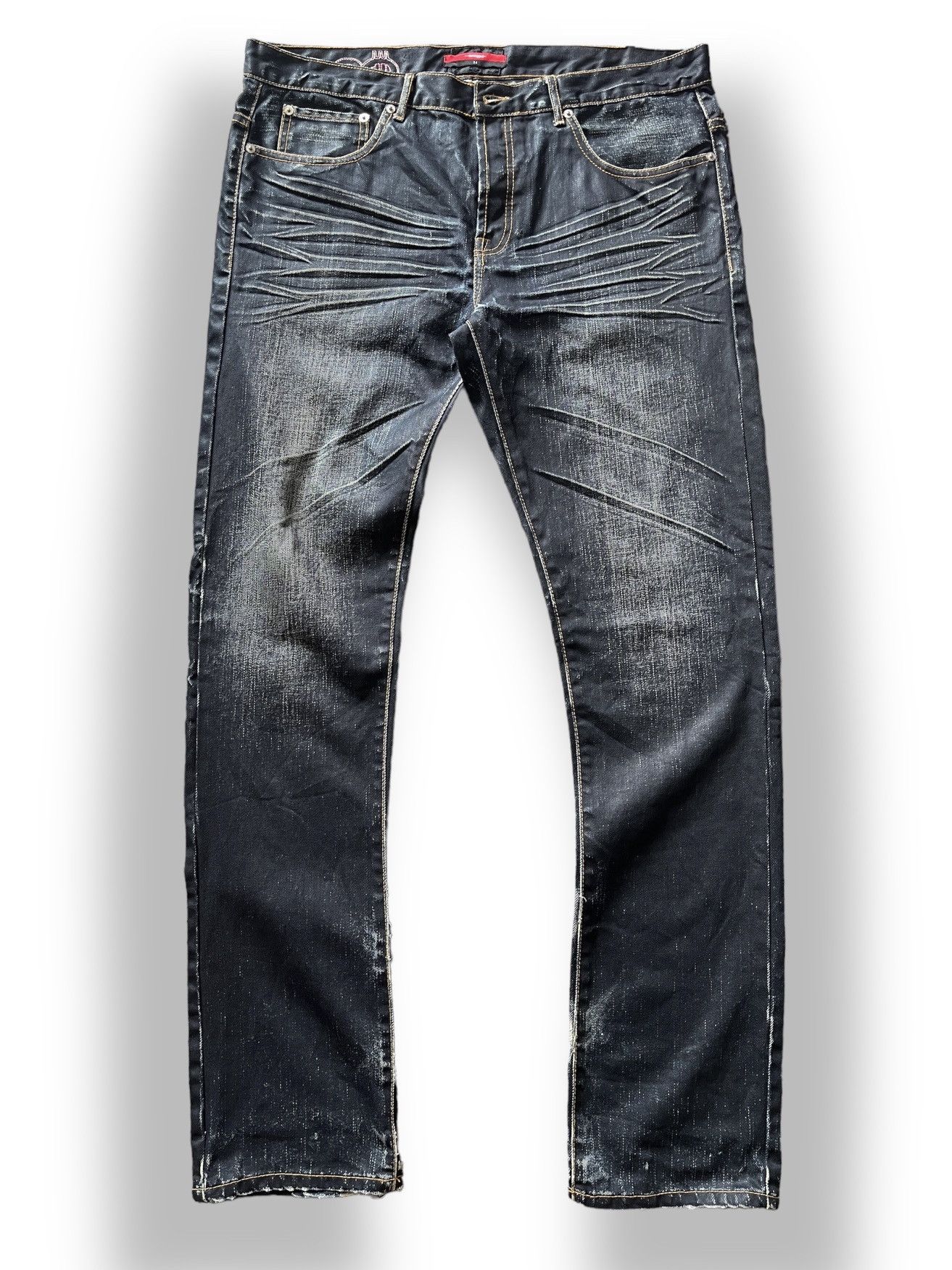 Swagger Acid Wash Faded Black Swagger Buttons Denim Size US 34 / EU 50 - 2 Thumbnail