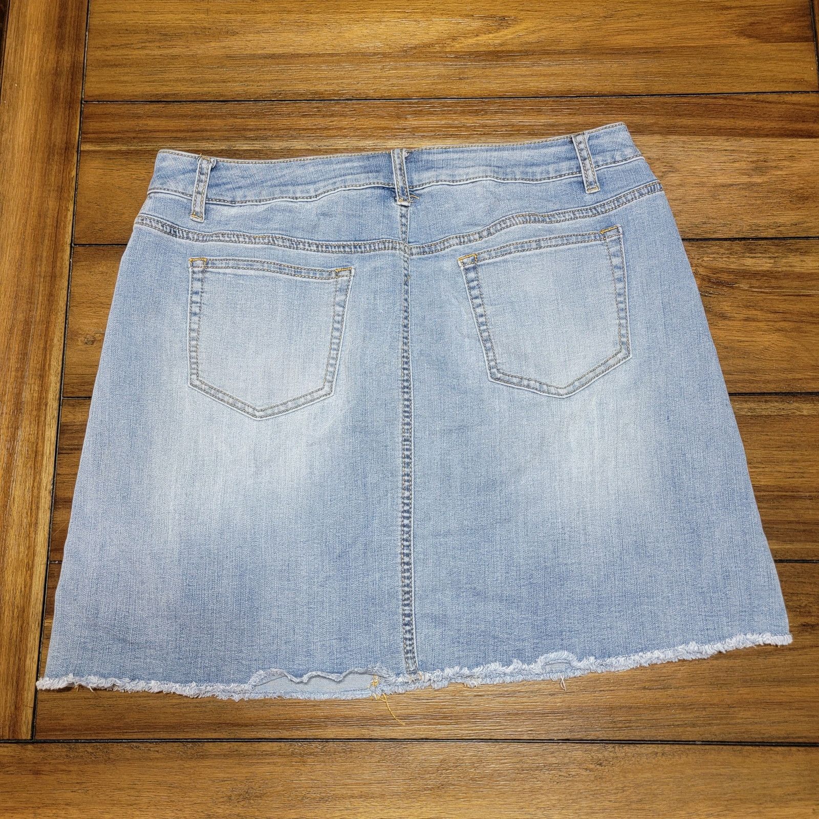 Other Est 1946 Denim Mini Skirt w/ Raw Hem - Size 16 Size 38" / US 16 / IT 52 - 2 Thumbnail