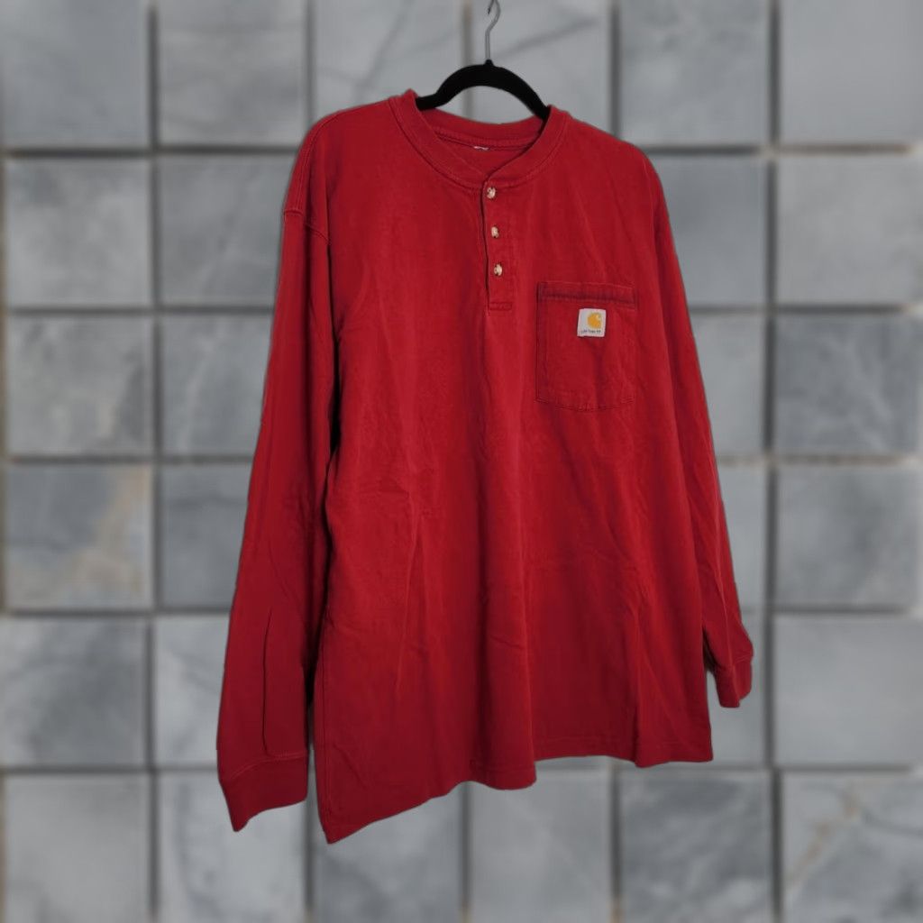 Carhartt VINTAGE Carhartt Red Pocket Long Sleeve Shirt Workwear Outdoors Size US XL / EU 56 / 4 - 1 Thumbnail