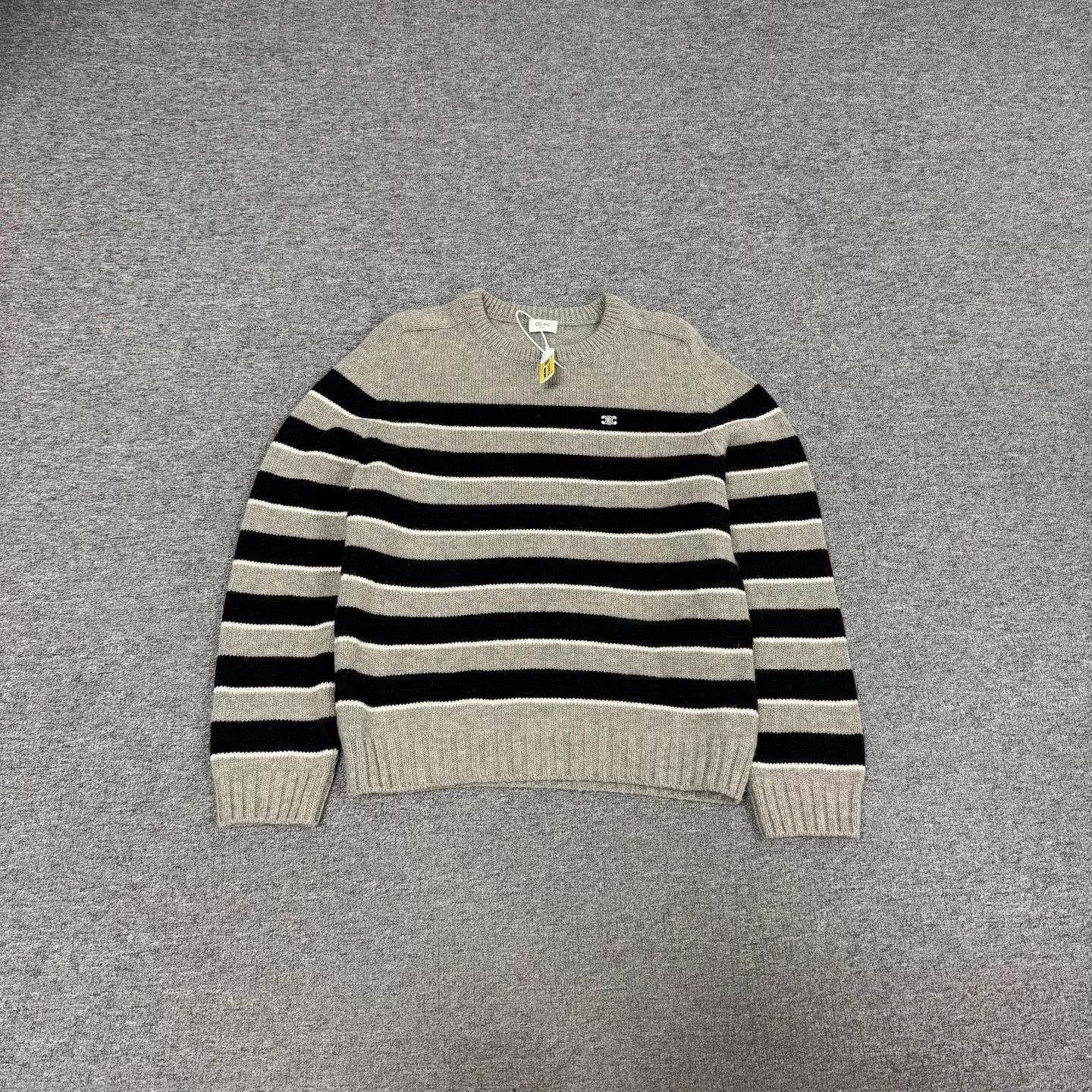 Celine Celine Striped Triumph Logo Sweater XL 99 New Size US XL / EU 56 / 4 - 1 Thumbnail