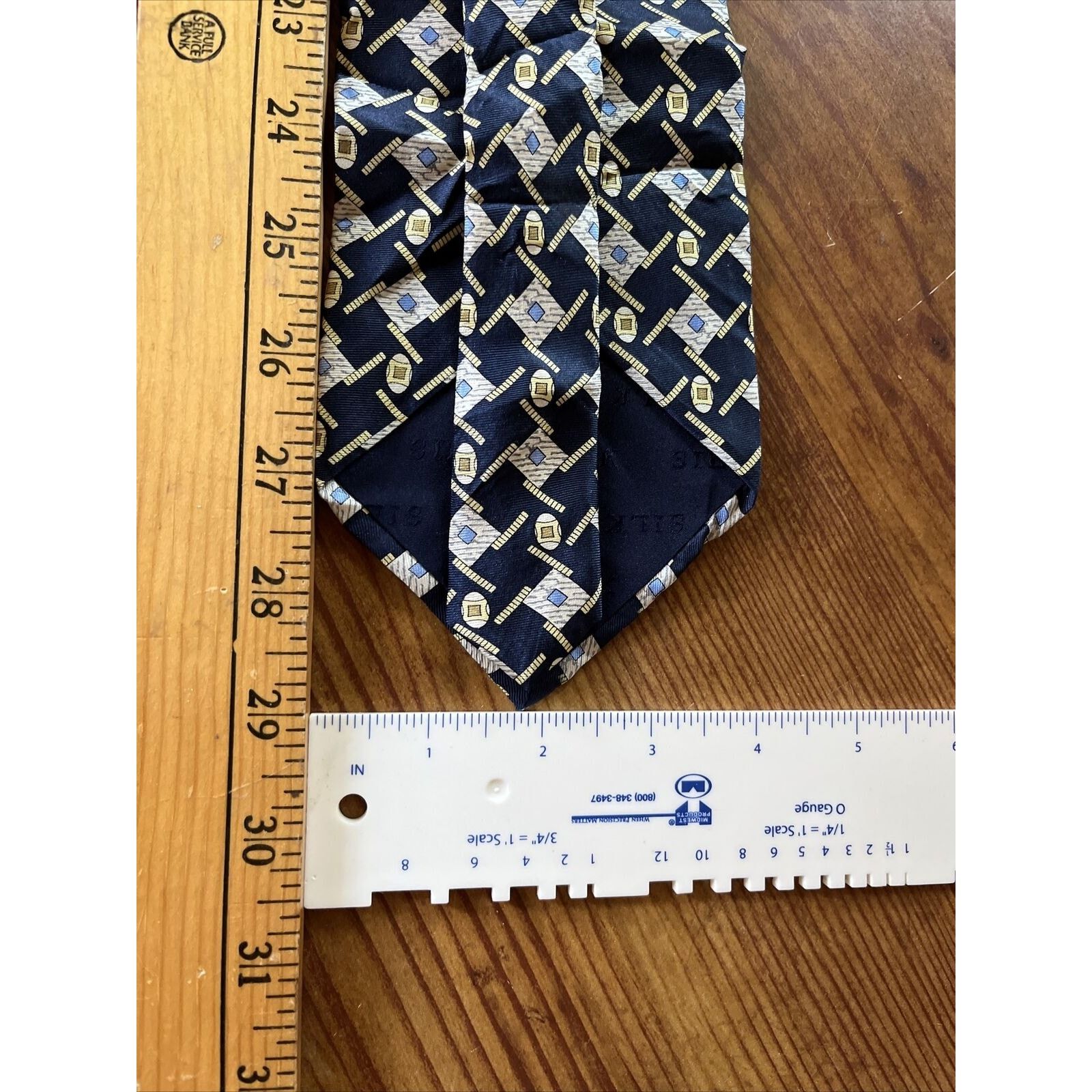 Marc O'Polo Marco Polo Italian Style Men’s Navy Blue Geometric Silk tie Size ONE SIZE - 3 Thumbnail