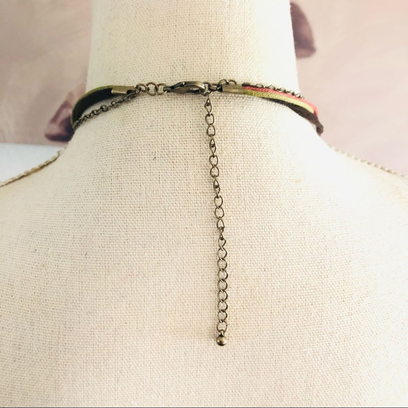 Jewelry Brass filigree pendant multi strand cord chain necklace Size ONE SIZE - 5 Thumbnail