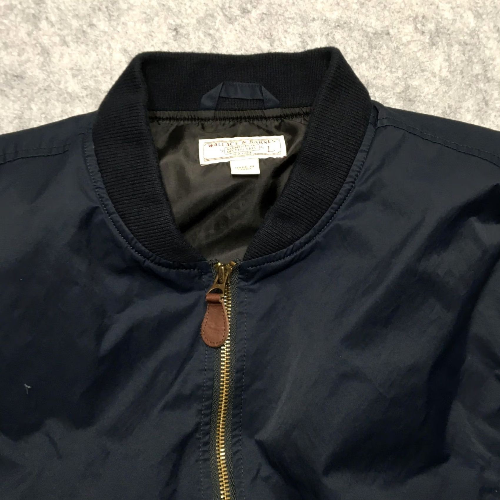 Wallace & Barnes Wallace & Barnes Jacket Mens L Blue Nylon Bomber Full Zip Lined Ribbed Hem Casual Travel Size US L / EU 52-54 / 3 - 5 Thumbnail