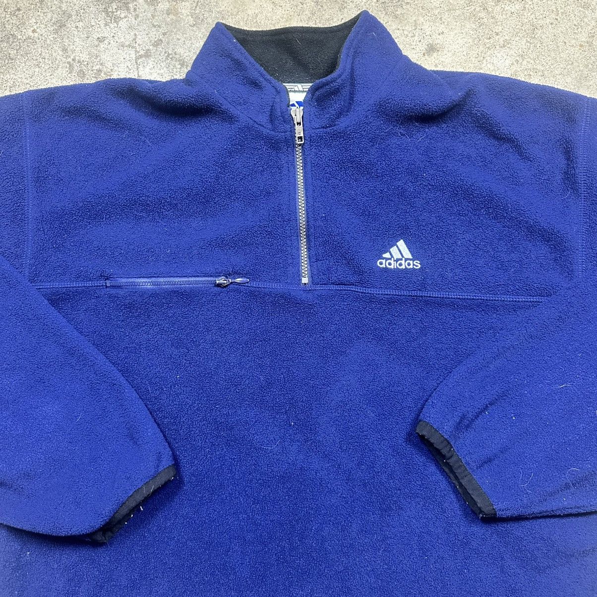 Adidas Vintage 90s Navy Blue Adidas Fleece Quarter 1/4 Zip Size L Size US L / EU 52-54 / 3 - 1 Thumbnail