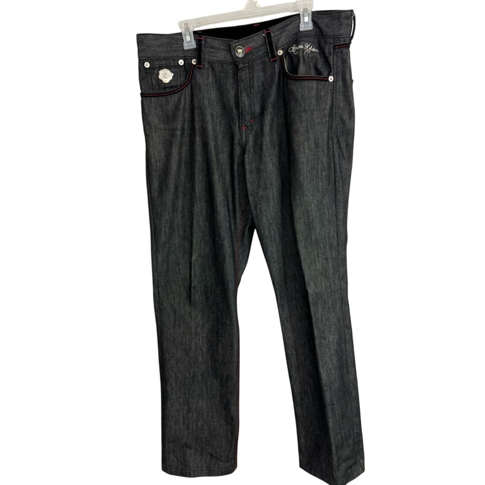 Vintage Crown Holder Jeans Men 36x34 Black Wide Leg Embroidered Y2K Size US 36 / EU 52 - 2 Thumbnail
