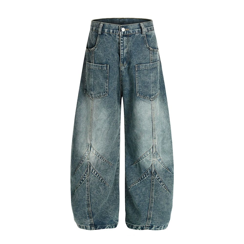 Vintage Men's multi-pocket washed scimitar wide-leg jeans Size US 32 / EU 48 - 1 Thumbnail