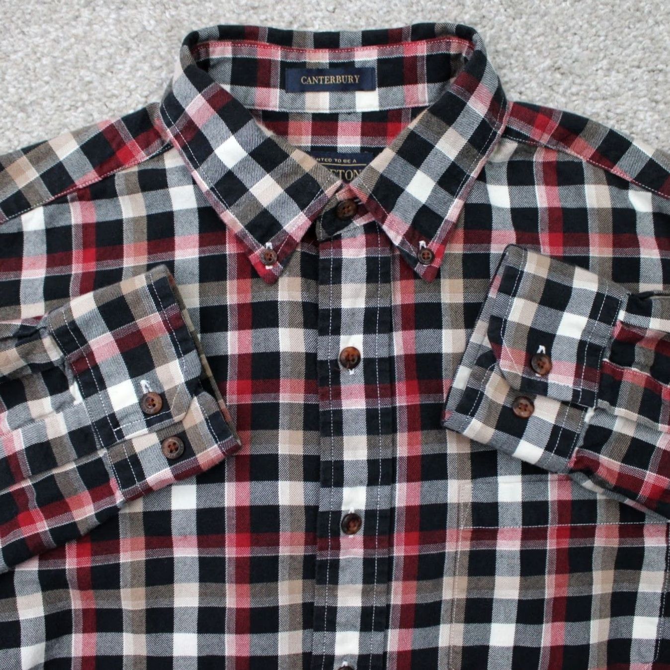 Pendleton Pendleton Shirt Mens Medium Red/Black Plaid Button-Down Wool/Cotton Long Sleeve Button-Up Size US M / EU 48-50 / 2 - 2 Thumbnail
