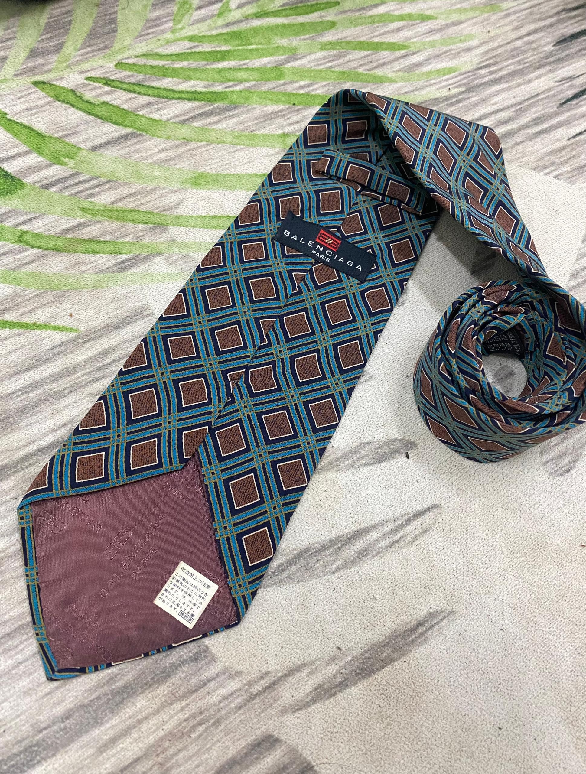 Balenciaga Balenciaga pure Silk Neck tie monogram design casual Size ONE SIZE - 5 Thumbnail