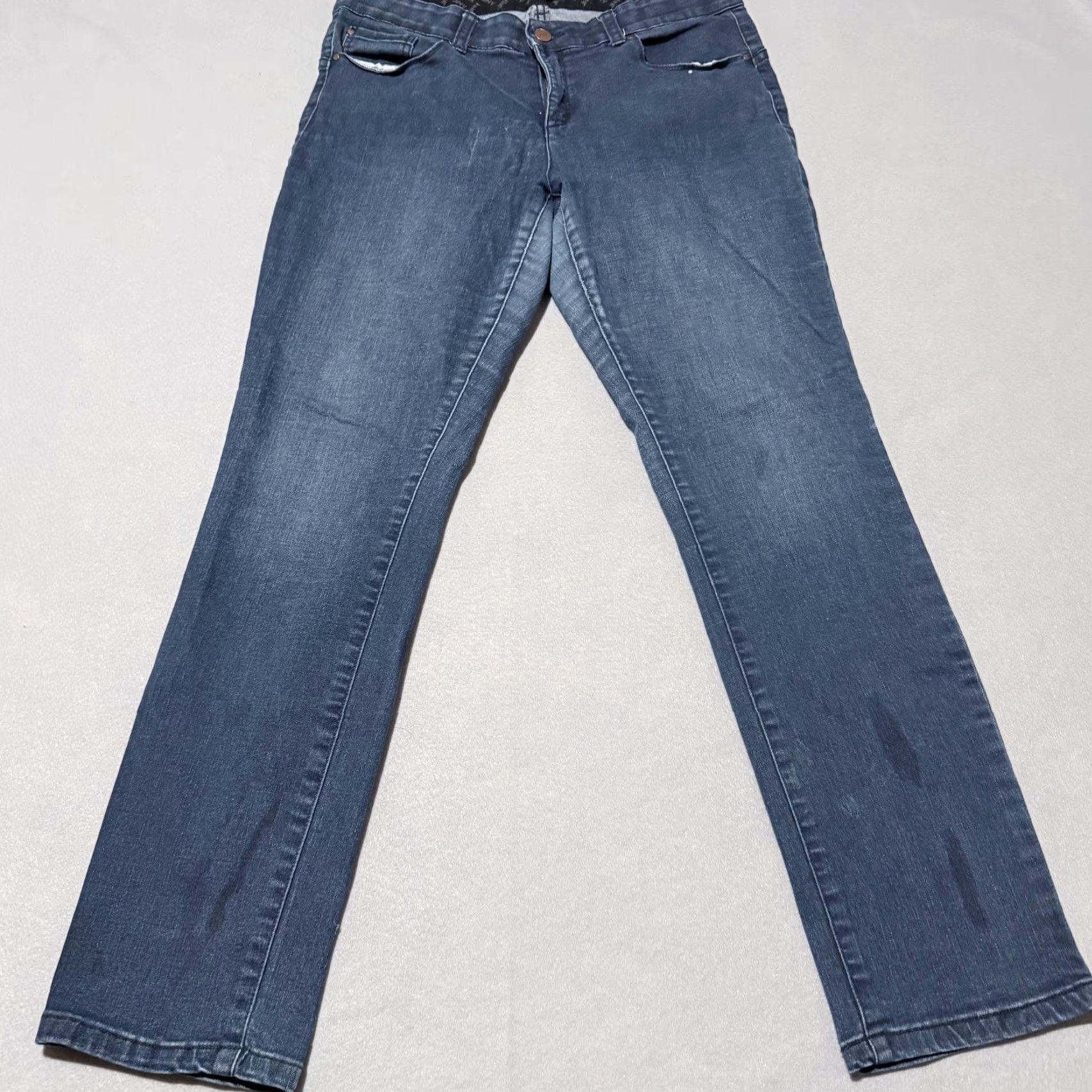 Jones New York Jones New York Stretch Denim Jeans Women Blue Dark-Wash Zip-Fly Straight-Leg 12 Size 34" / US 12 / IT 48 - 2 Thumbnail