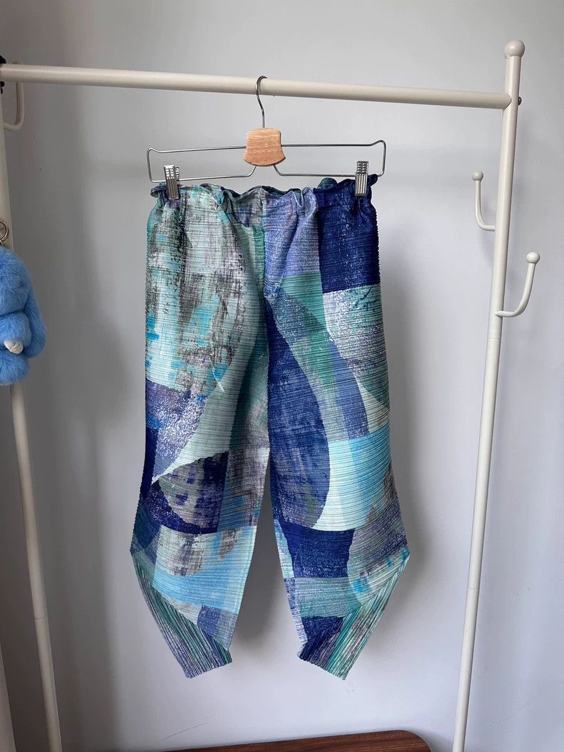 Issey Miyake Issey Miyake size:3 Blue oil painting graffiti special-sha Size 32" / US 10 / IT 46 - 2 Thumbnail