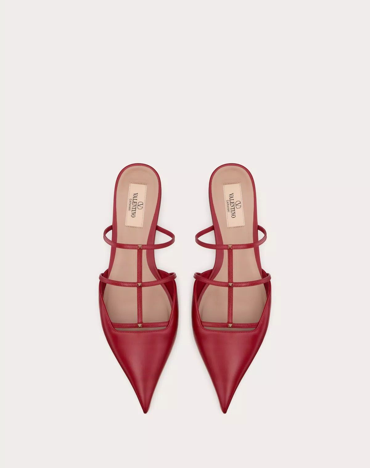 Valentino o1s1wg110426 Rockstud Wispy Calfskin Mules in Red Size US 7 / IT 37 - 4 Thumbnail