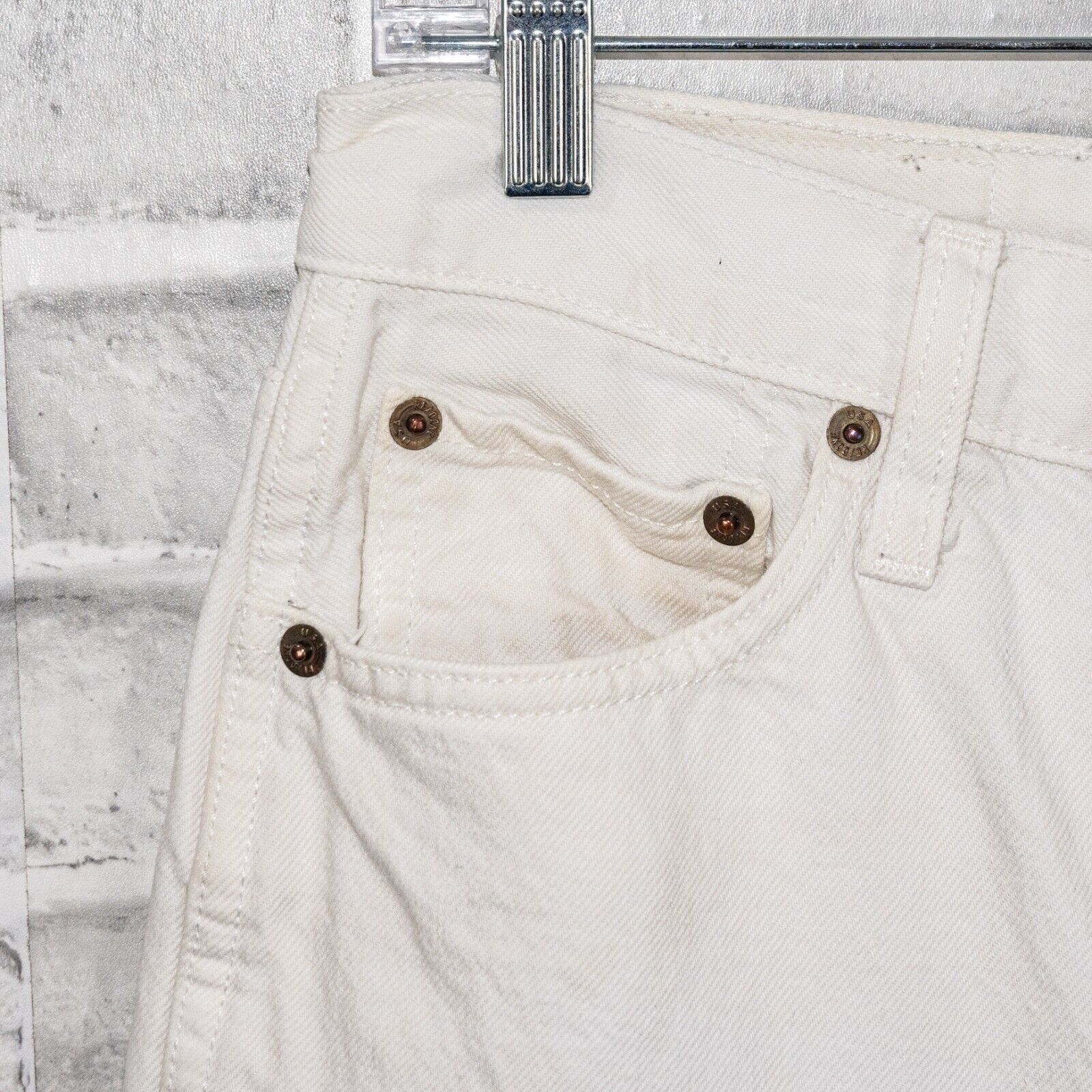 RE/DONE RE/DONE Originals Double Needle Crop Denim Jeans White Size 29" - 9 Thumbnail