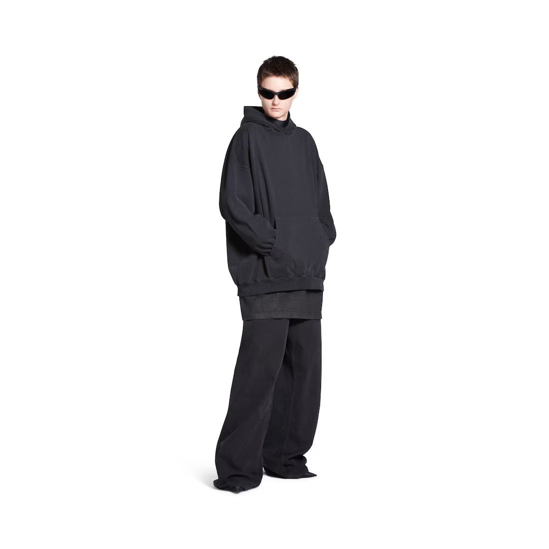Balenciaga o1mt1gz0225 Back Hoodie Large Fit in Black Size M / US 6-8 / IT 42-44 - 6 Thumbnail