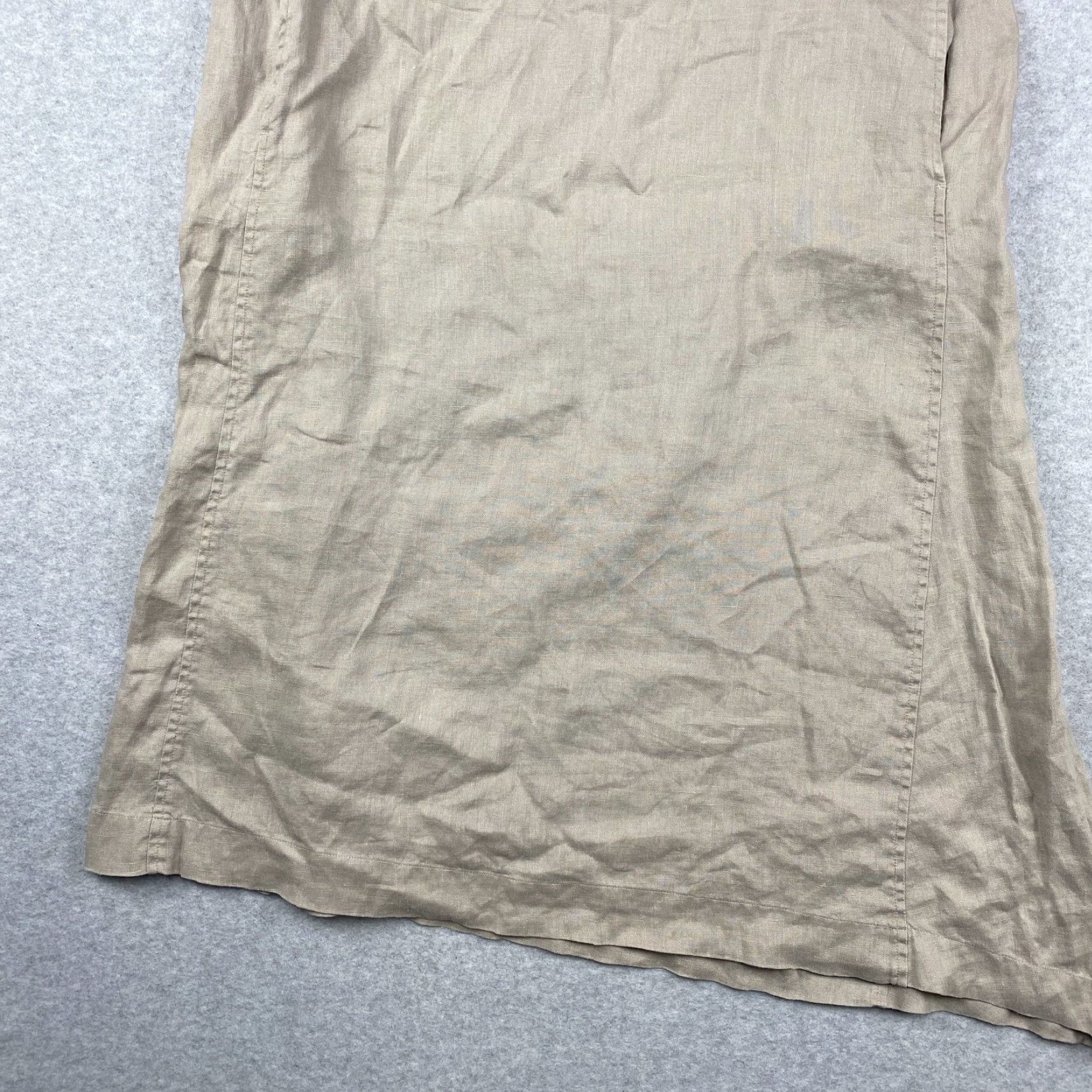 Vintage VINTAGE? No — Pure Jill Linen Dress Womens 2XS Khaki Shift Sleeveless V-Neck Asymmetric Hem Dress Size XXS / US 00 / IT 34 - 3 Thumbnail