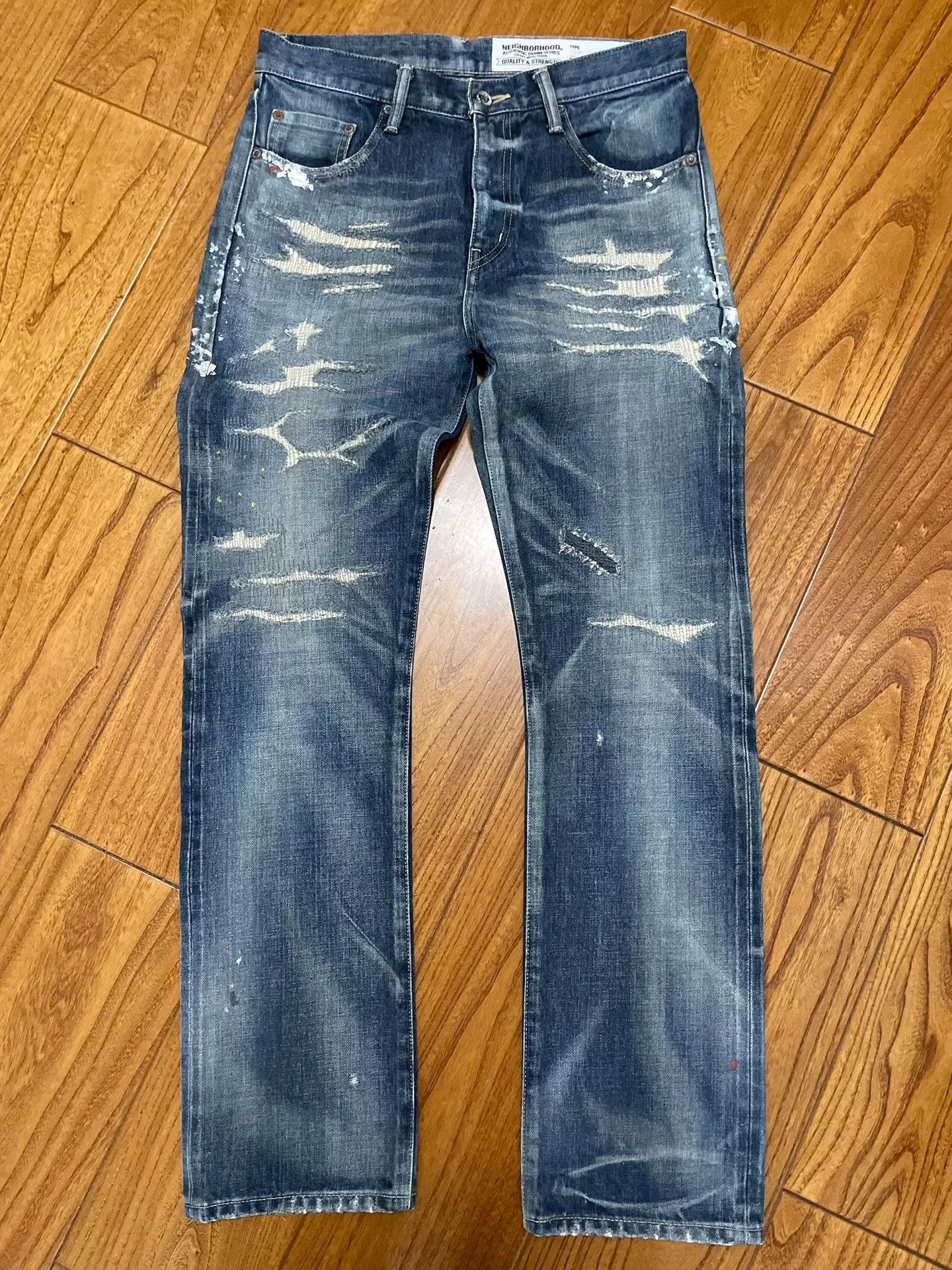 Neighborhood distressed vintage wash denim pants Size US 39 - 1 Thumbnail