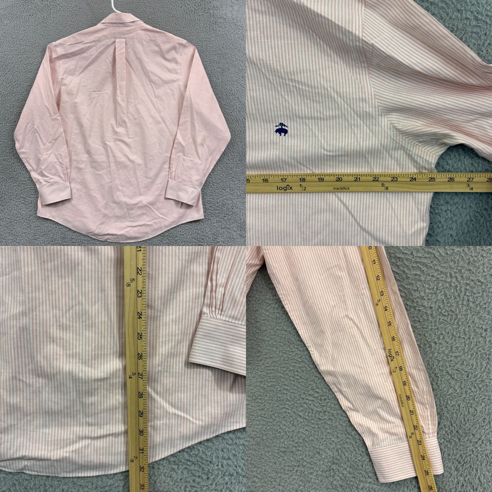 Brooks Brothers Brooks Brothers Shirt Men's XL Salmon Striped Supima Oxford Button Long Sleeve Size US XL / EU 56 / 4 - 8 Thumbnail