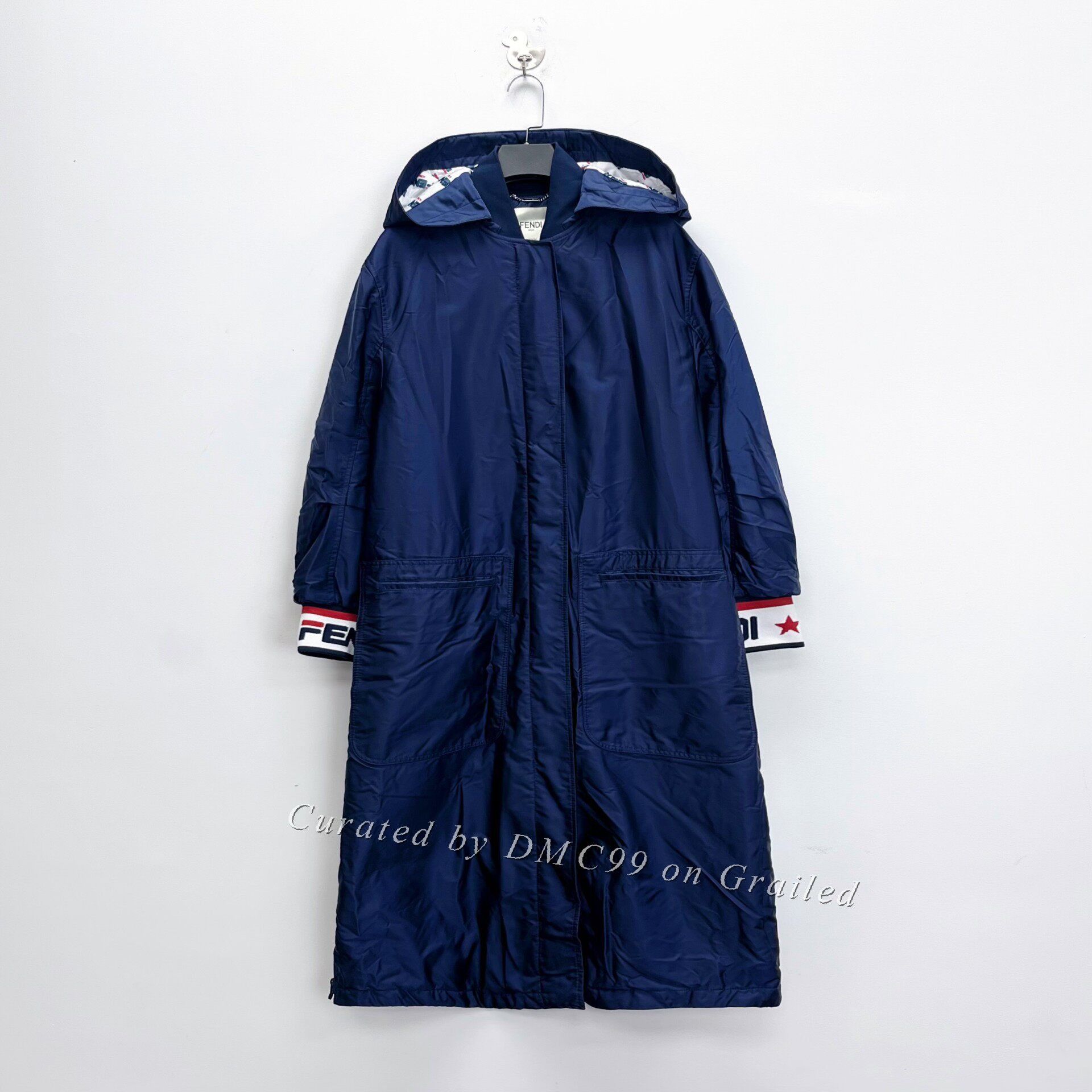Fendi Fendi Blue Double F Logo Long Hooded Coat Size US M / EU 48-50 / 2 - 1 Thumbnail
