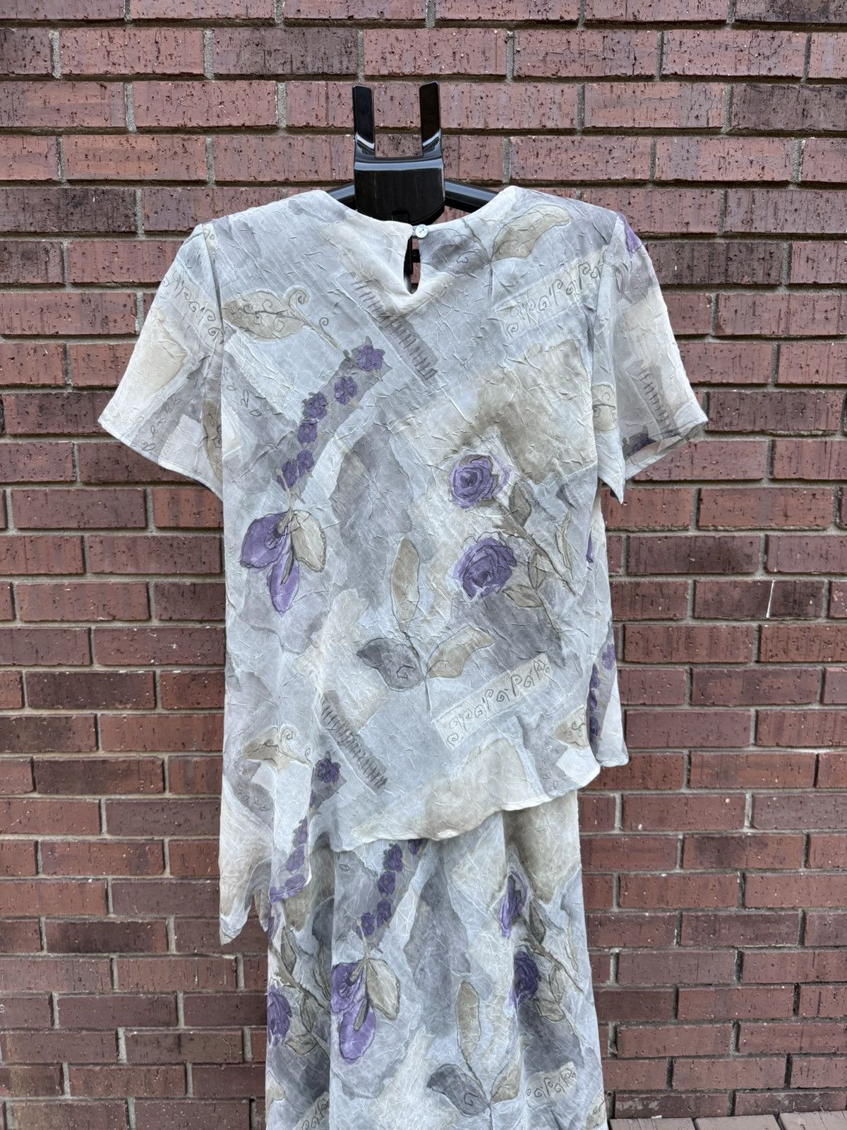 Other VTG 90s Y2K Sage Green Purple Crinkle Overlay Maxi Dress Size XL / US 12-14 / IT 48-50 - 8 Thumbnail