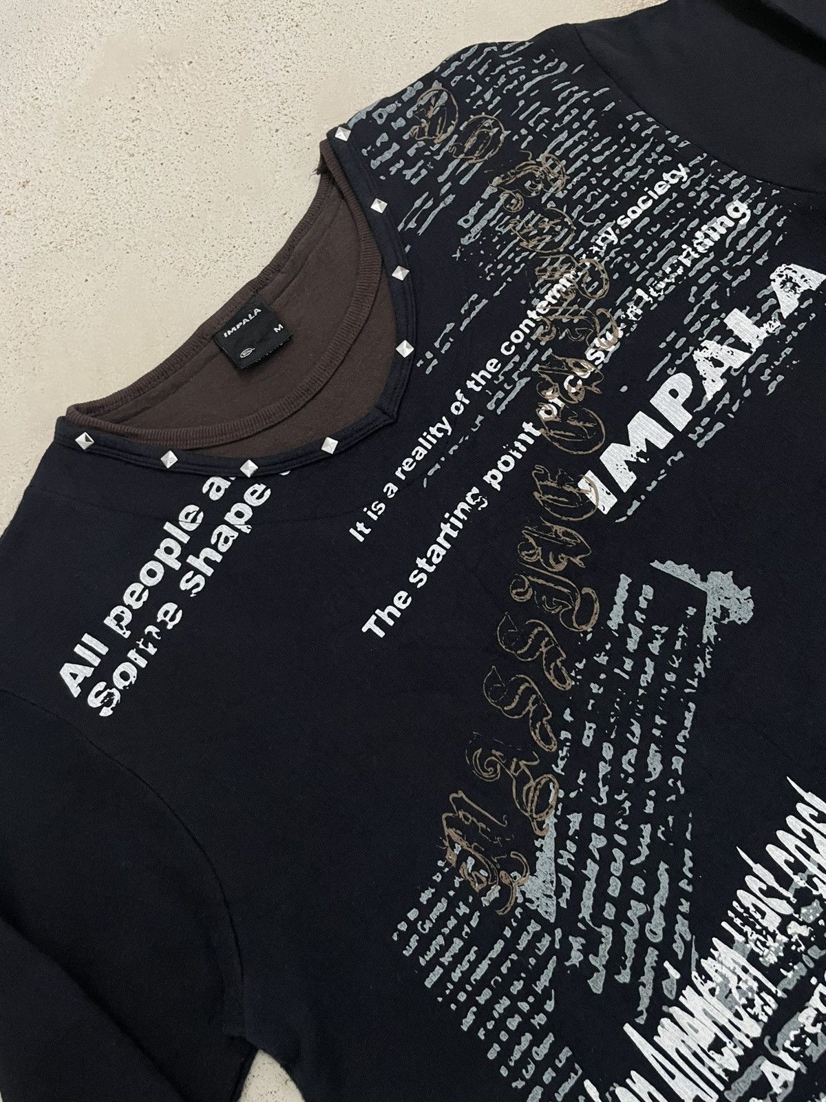 Japanese Brand Impala Studded Layer Y2K Emo Wording Bondage Gothic Style Size US M / EU 48-50 / 2 - 6 Thumbnail