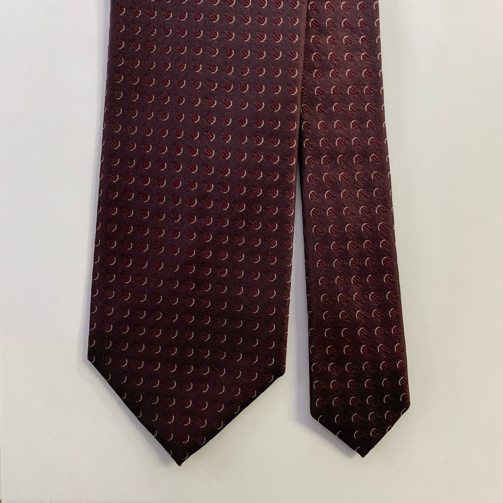 Dolce & Gabbana DOLCE & GABBANA Burgundy Gold Polka Dot Silk Jacquard Tie Size ONE SIZE - 1 Thumbnail