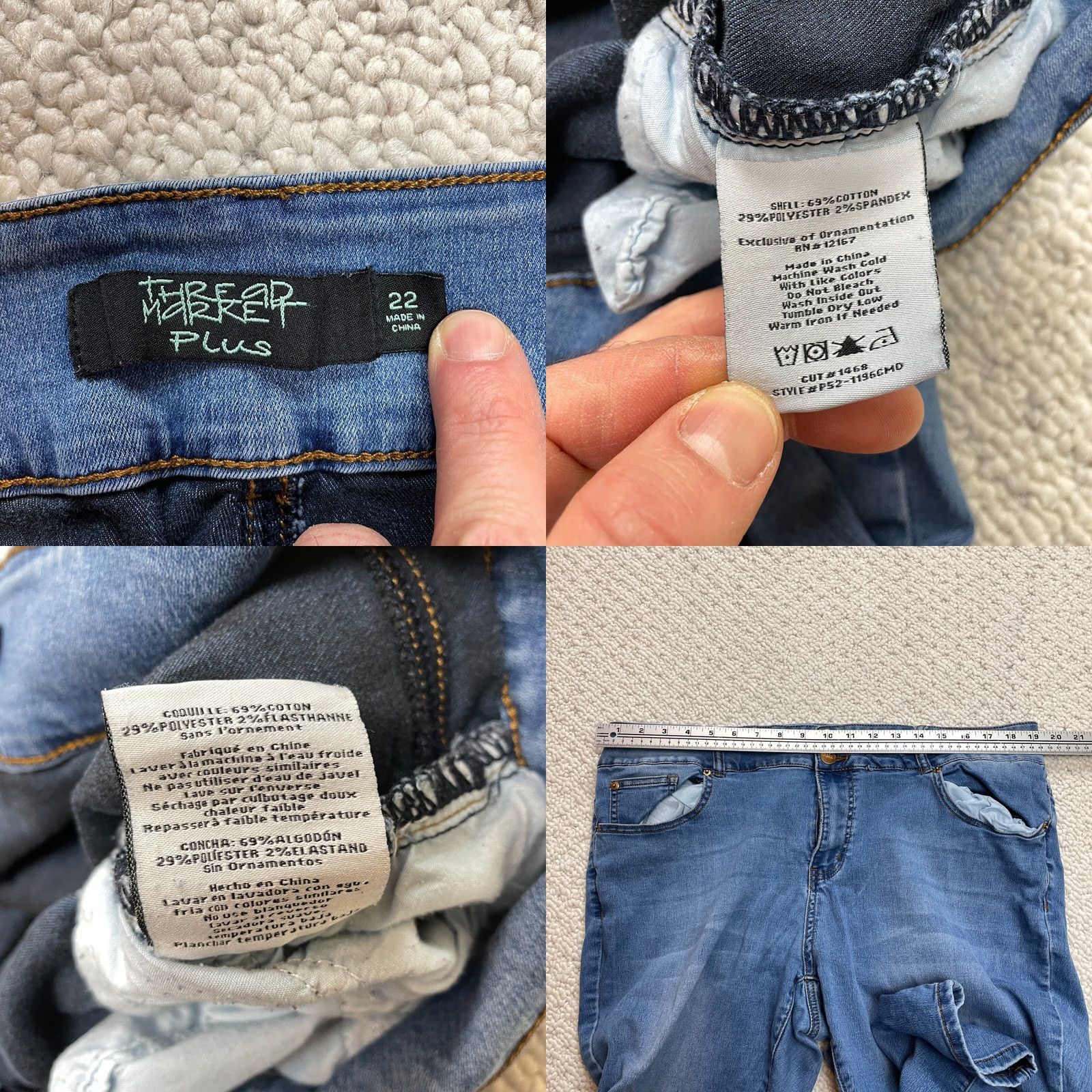 Market Thread Market Jeans Womens Plus 22 Blue Denim Dark Wash 2 Button Stretch 28in Inseam 38in Waist High Rise Straight Pants Mens? (Note: Re-check gender) Size 40" / US 18 - 8 Thumbnail