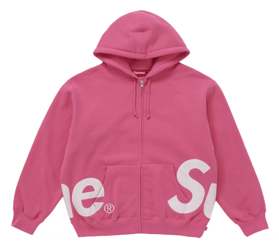 Supreme Big Logo Zip Up Hooded Sweatshirt Magenta Size US M / EU 48-50 / 2 - 1 Thumbnail