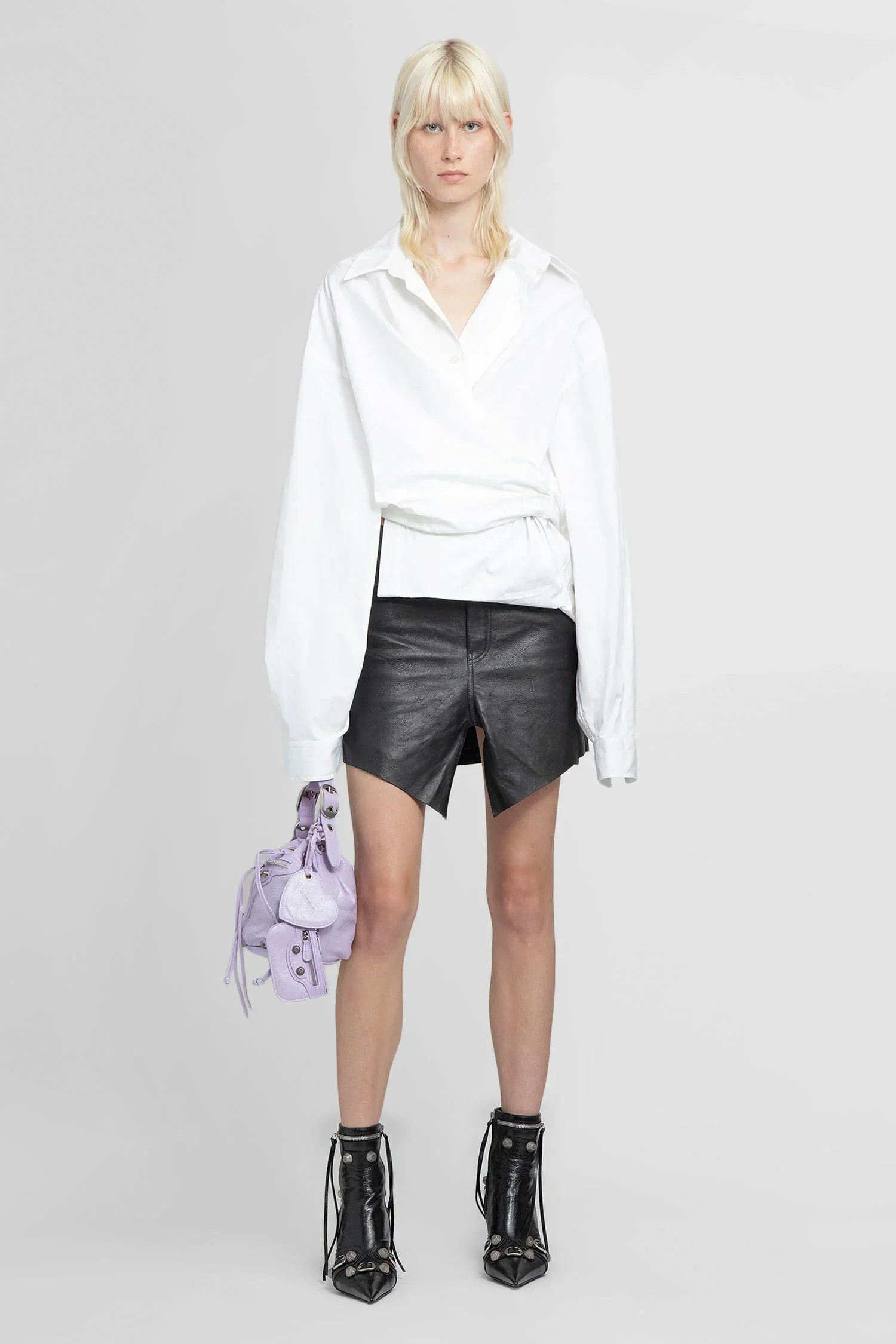 Balenciaga o1w1db10625 Mini Cut Up Skirt in Black Size 26" / US 2 / IT 38 - 1 Thumbnail